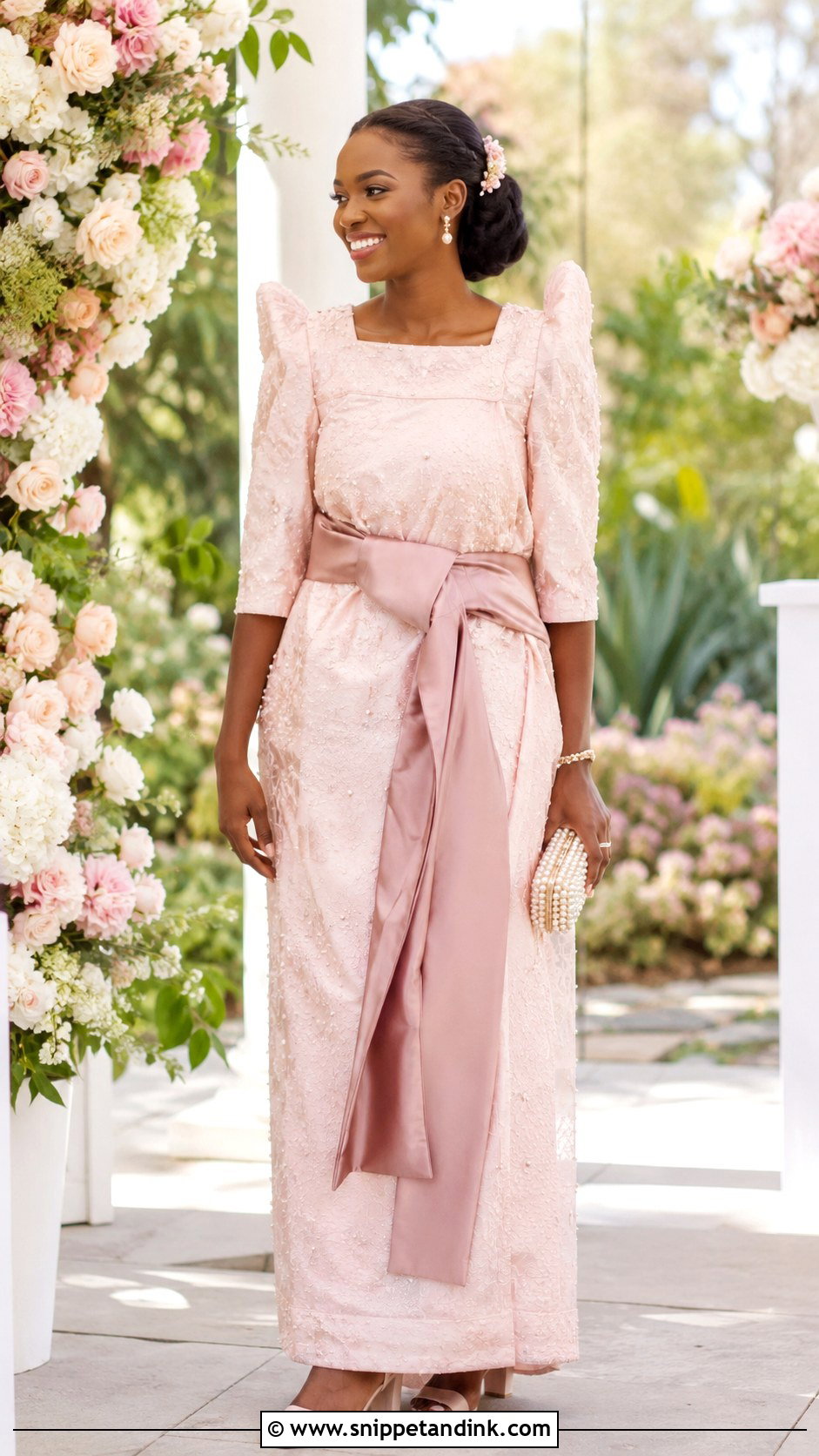 Blush Pink Gomesi Changing Dress - Snippet and Ink - 20 Changing Dresses for Brides in Uganda