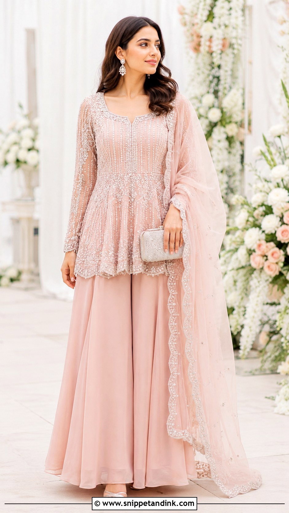 Blush Pink Heavy Plazo Suit for Wedding - Snippet and Ink - 20 Heavy Plazo Suits for Wedding