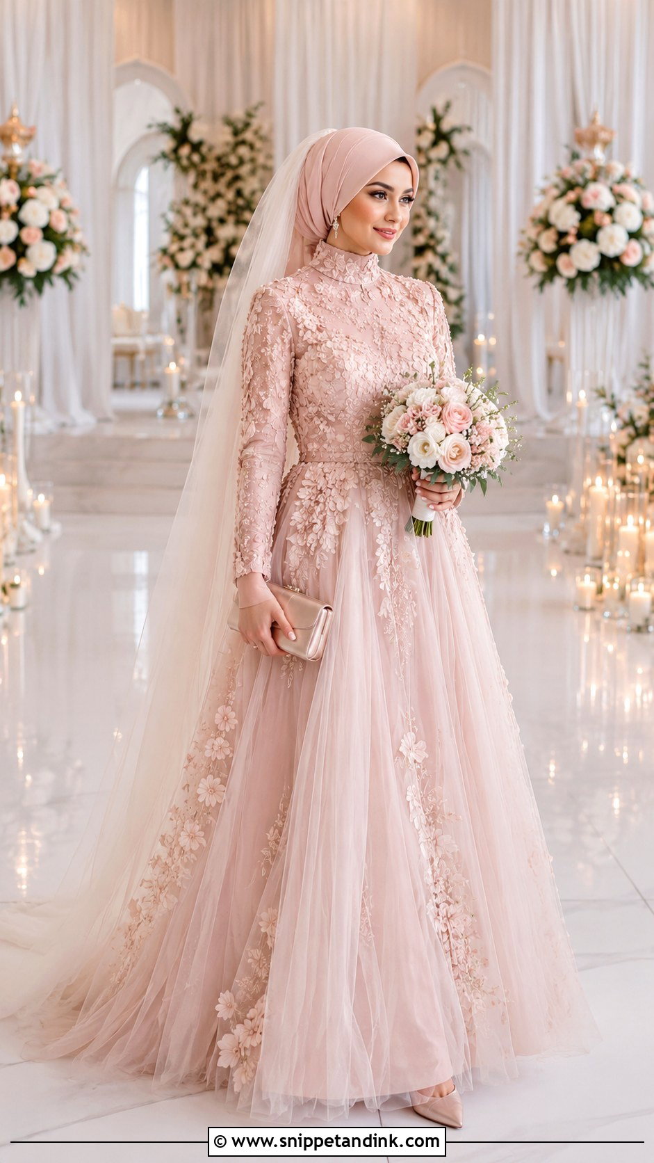 Blush Pink Hijab Bridal Dress - Snippet and Ink - 20 Hijab Bridal Dress Ideas