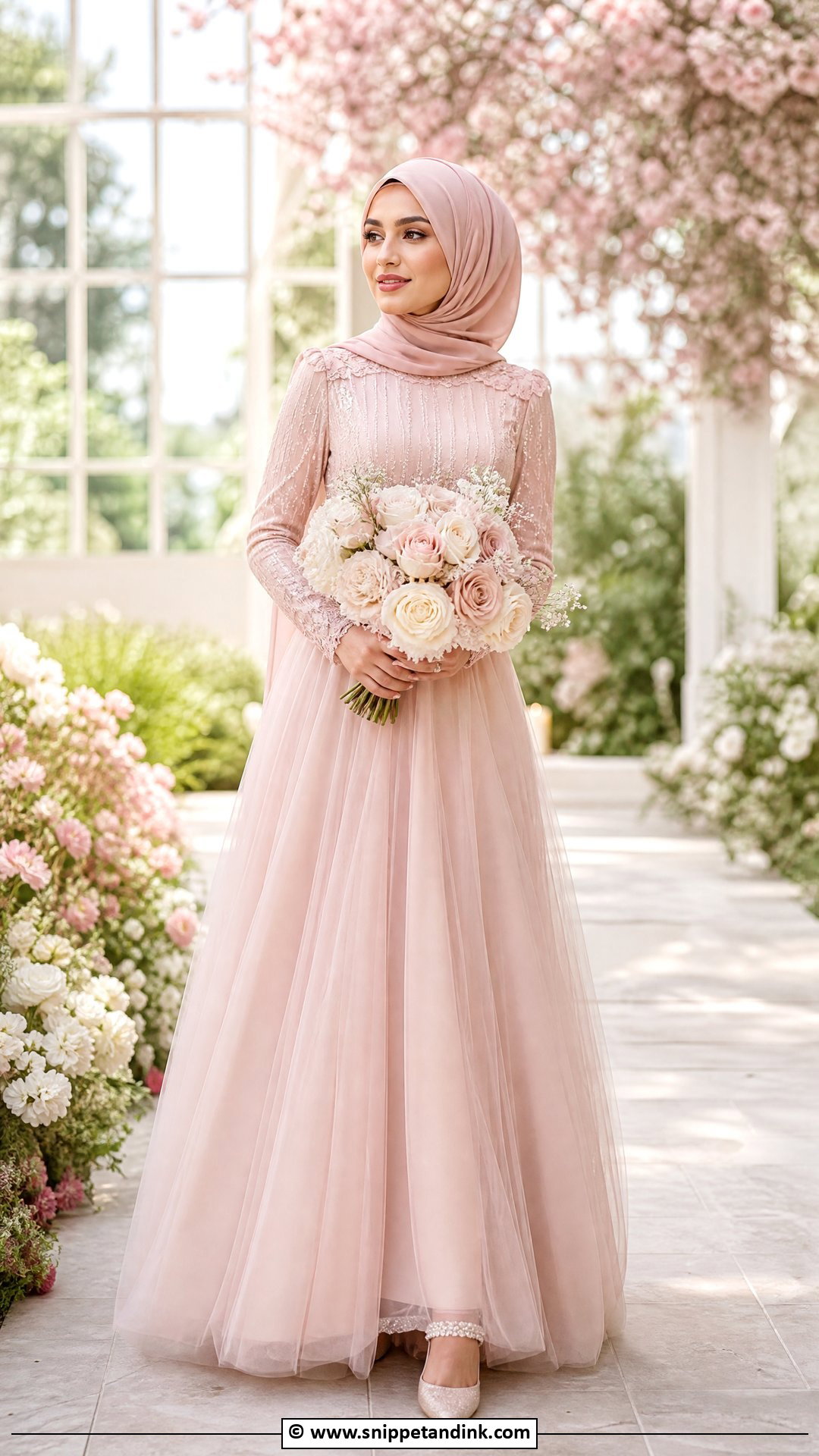 Blush Pink Hijab Bride Dress - Snippet and Ink - 35 Hijab Bride Ideas
