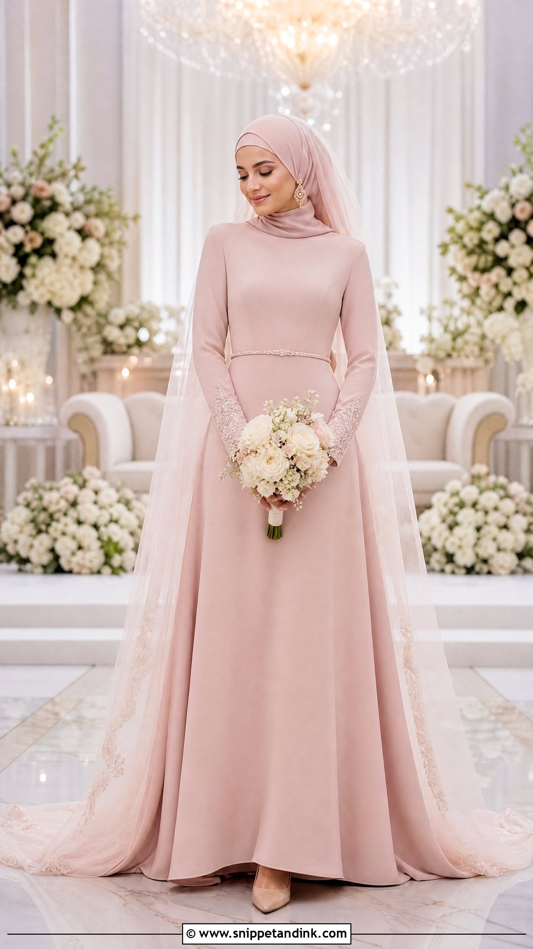 Blush Pink Hijabi Wedding Dress - Snippet and Ink - 25 Simple Hijabi Wedding Dress Ideas