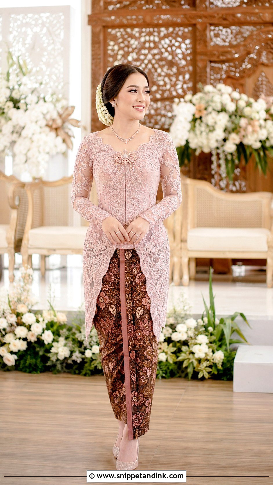 Blush Pink Javanese Wedding Kebaya - Snippet and Ink - 20 Javanese Wedding Outfit Ideas