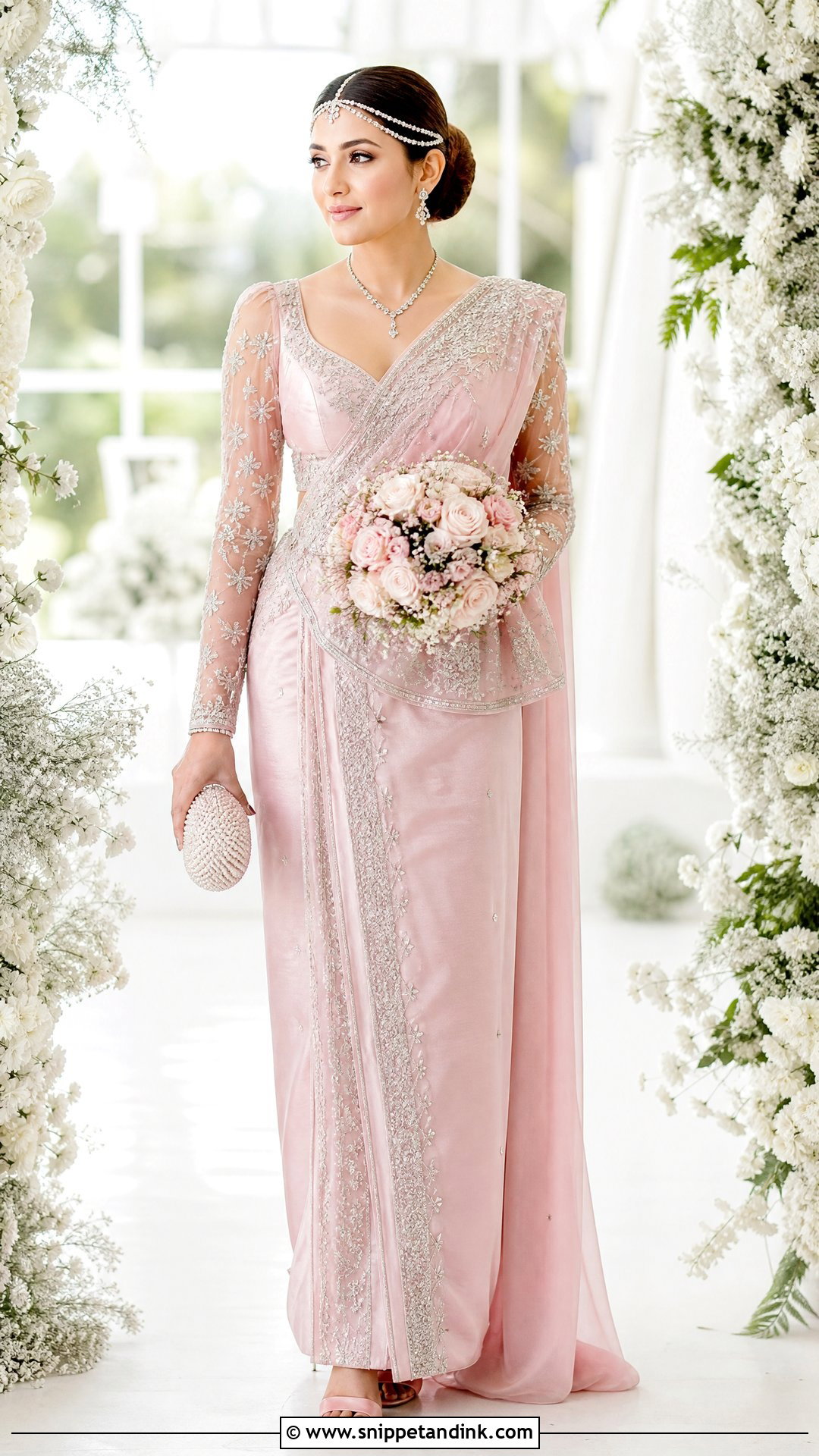 Blush Pink Kandyan Sri Lankan Bride Outfit - Snippet and Ink - 20 Srilankan Bride Ideas