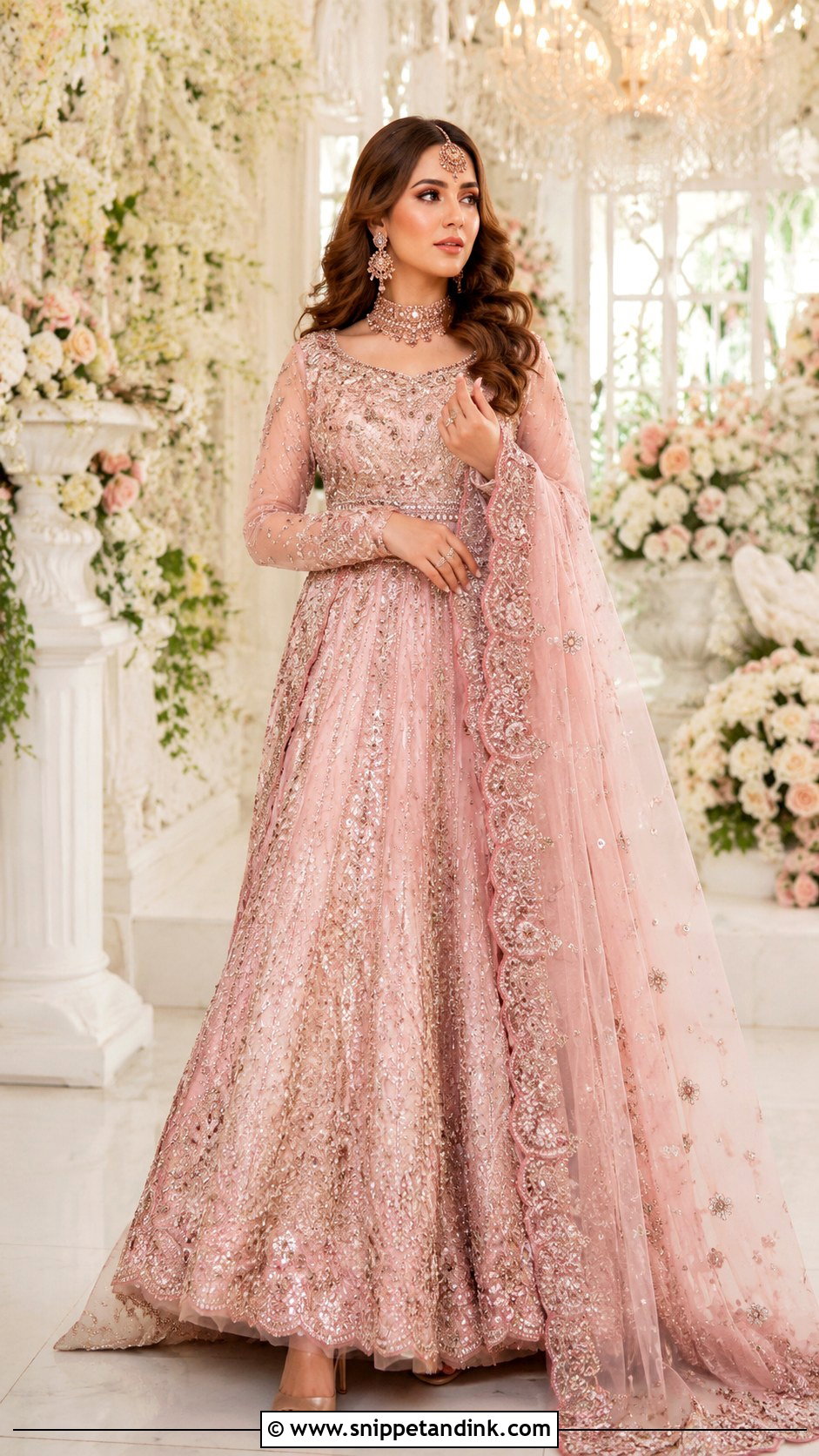 Blush Pink Kashees Bridal Lehenga - Snippet and Ink - 20 Kashees Bridal Dresses