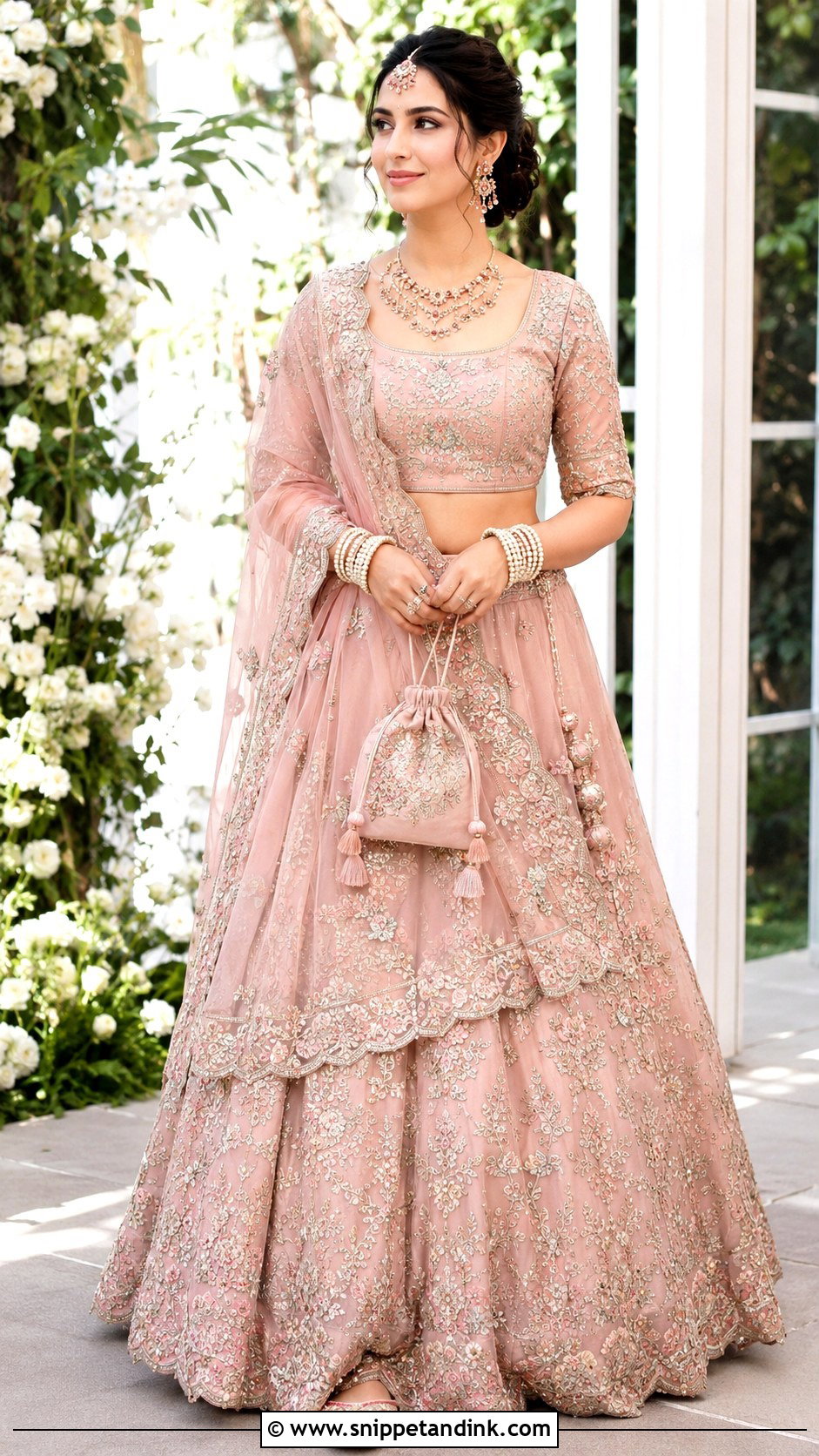 Blush Pink Kashmiri Bridal Lehenga - Snippet and Ink - 20 Kashmiri Pandit Bride Ideas