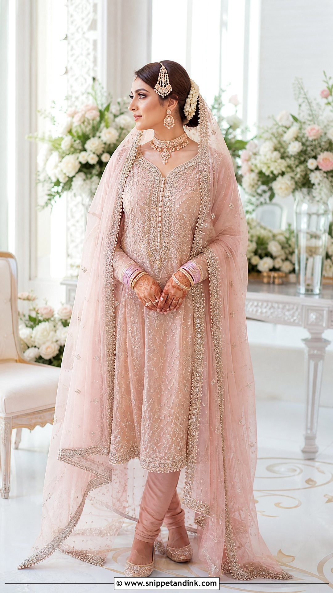 Blush Pink Khada Dupatta Hyderabadi Bride - Snippet and Ink - 20 Hyderabadi Bride Ideas
