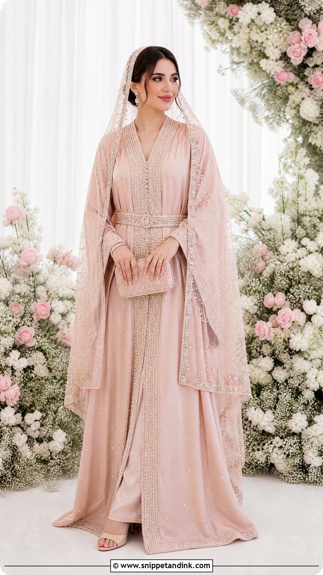 Blush Pink Khaleeji Kaftan Wedding Dress - Snippet and Ink - 20 Khaleeji Wedding Dresses
