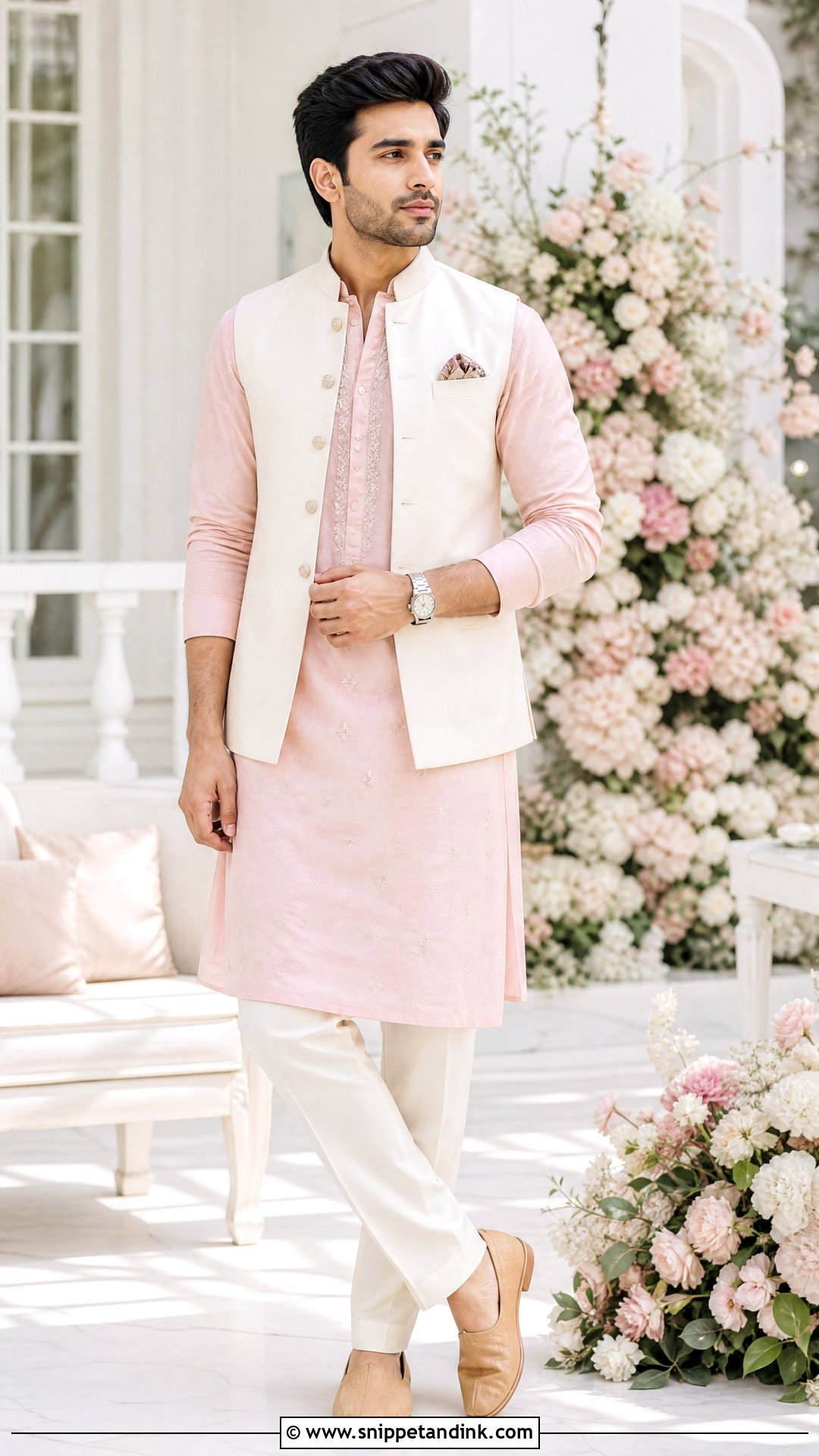 Blush Pink Kurta Outfit for Brides Brother - Snippet and Ink - 20 Outfit for Brides Brother Ideas