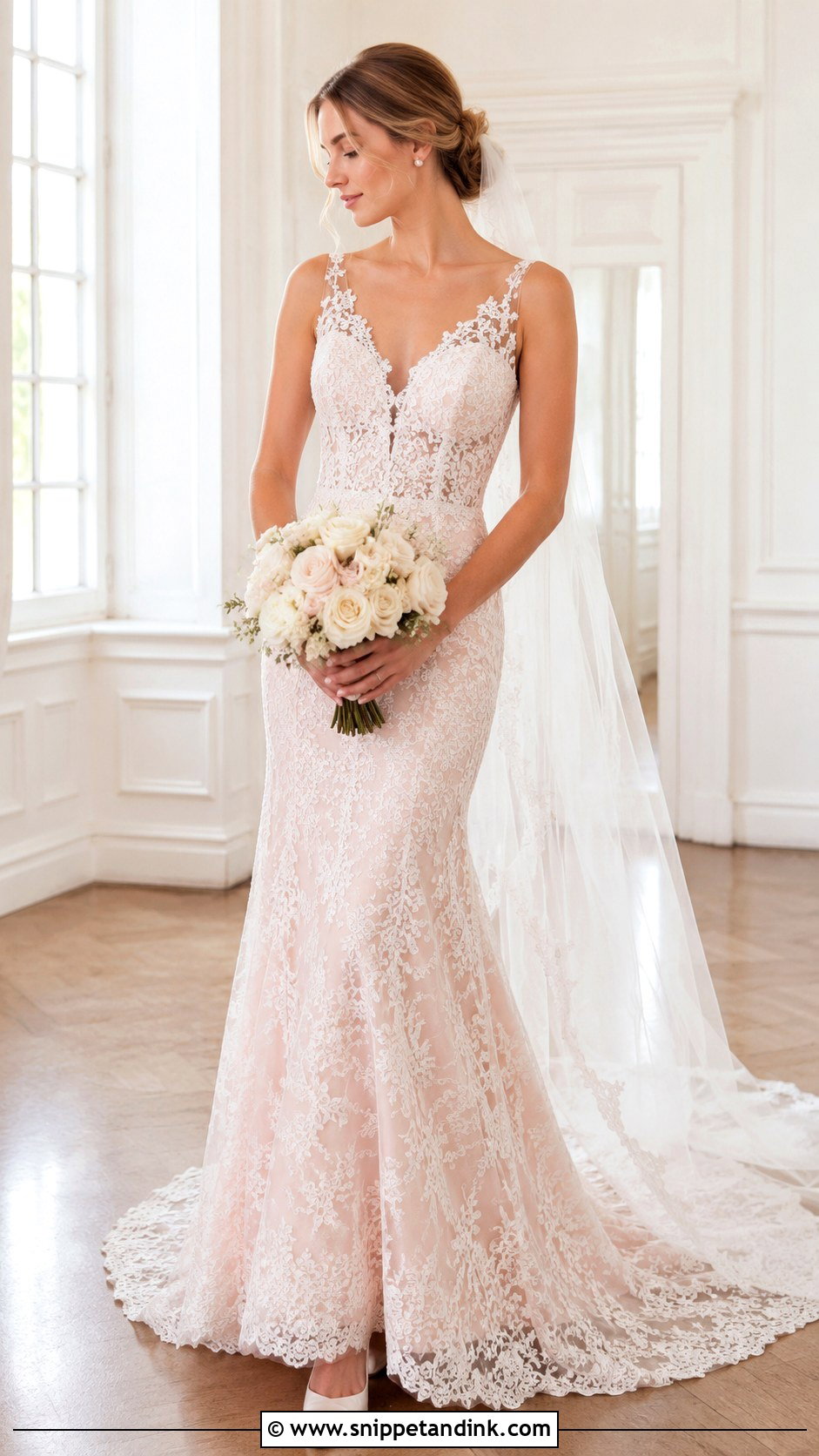 Blush Pink Lace Wedding Dress - Snippet and Ink - 30 Blush Pink Wedding Dress Ideas
