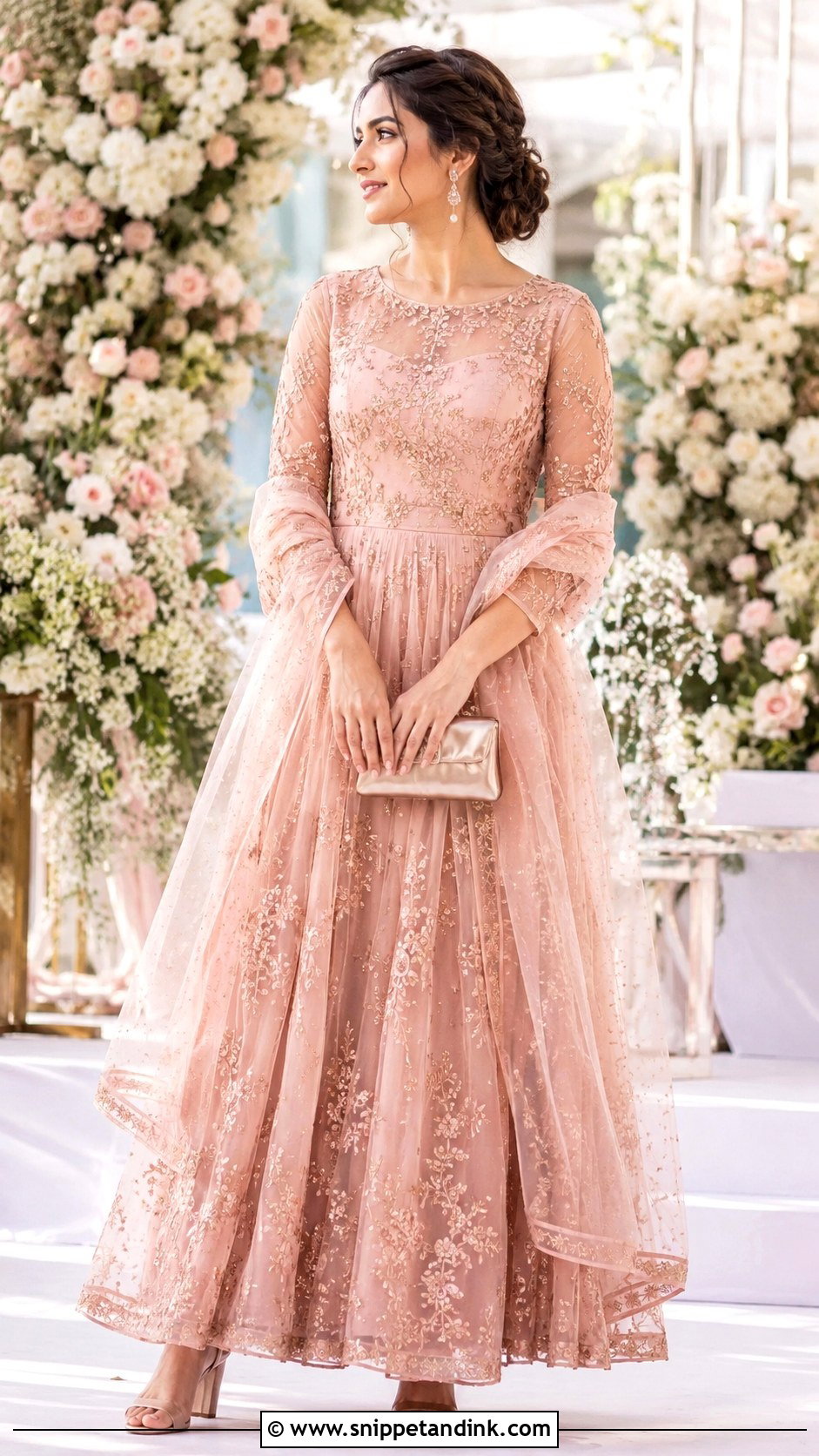 Blush Pink Long Frock for Wedding - Snippet and Ink - 20 Long Frock for Wedding Ideas