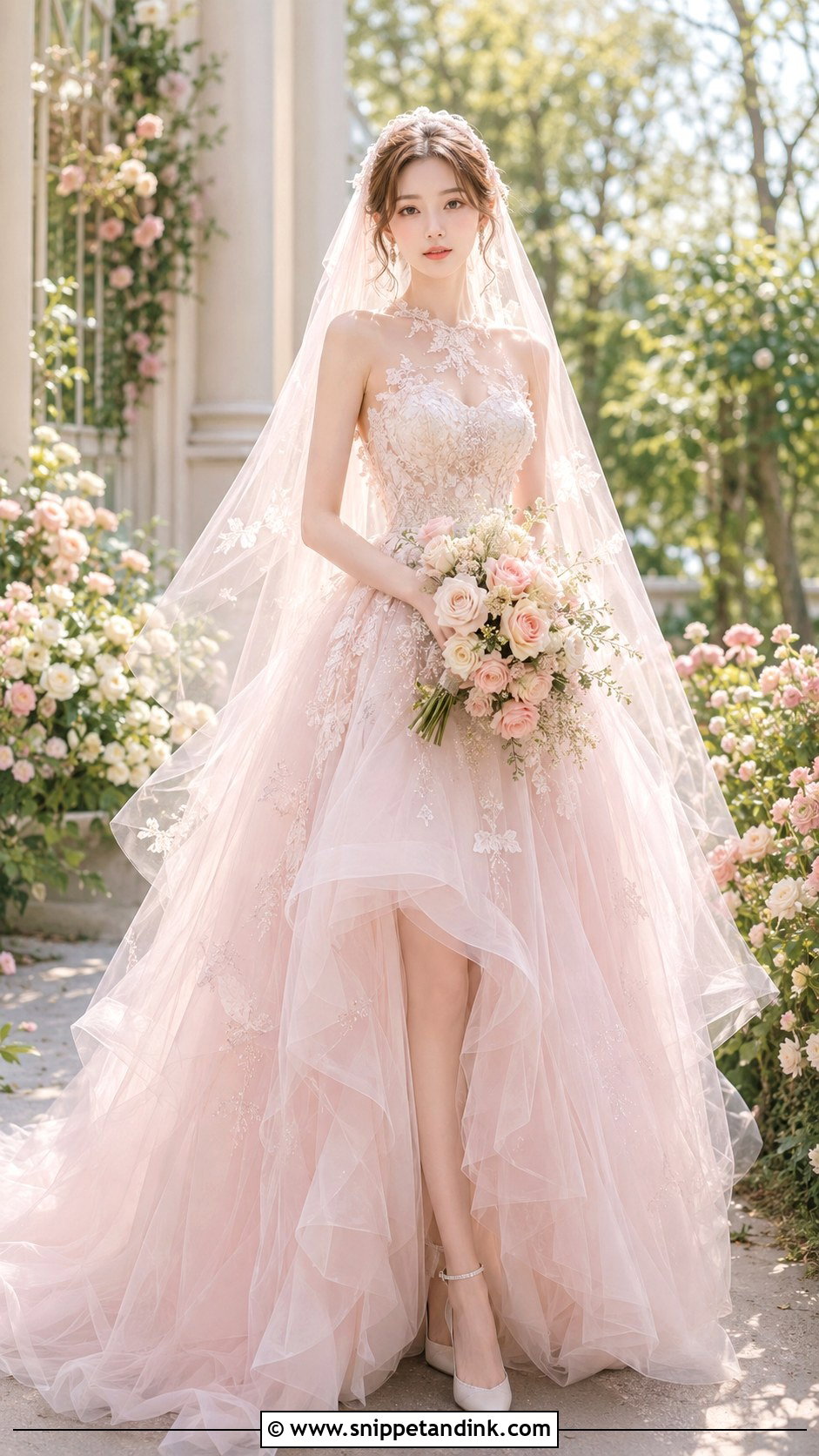 Blush Pink Manhwa Wedding Dress - Snippet and Ink - 20 Manhwa Wedding Dress Ideas