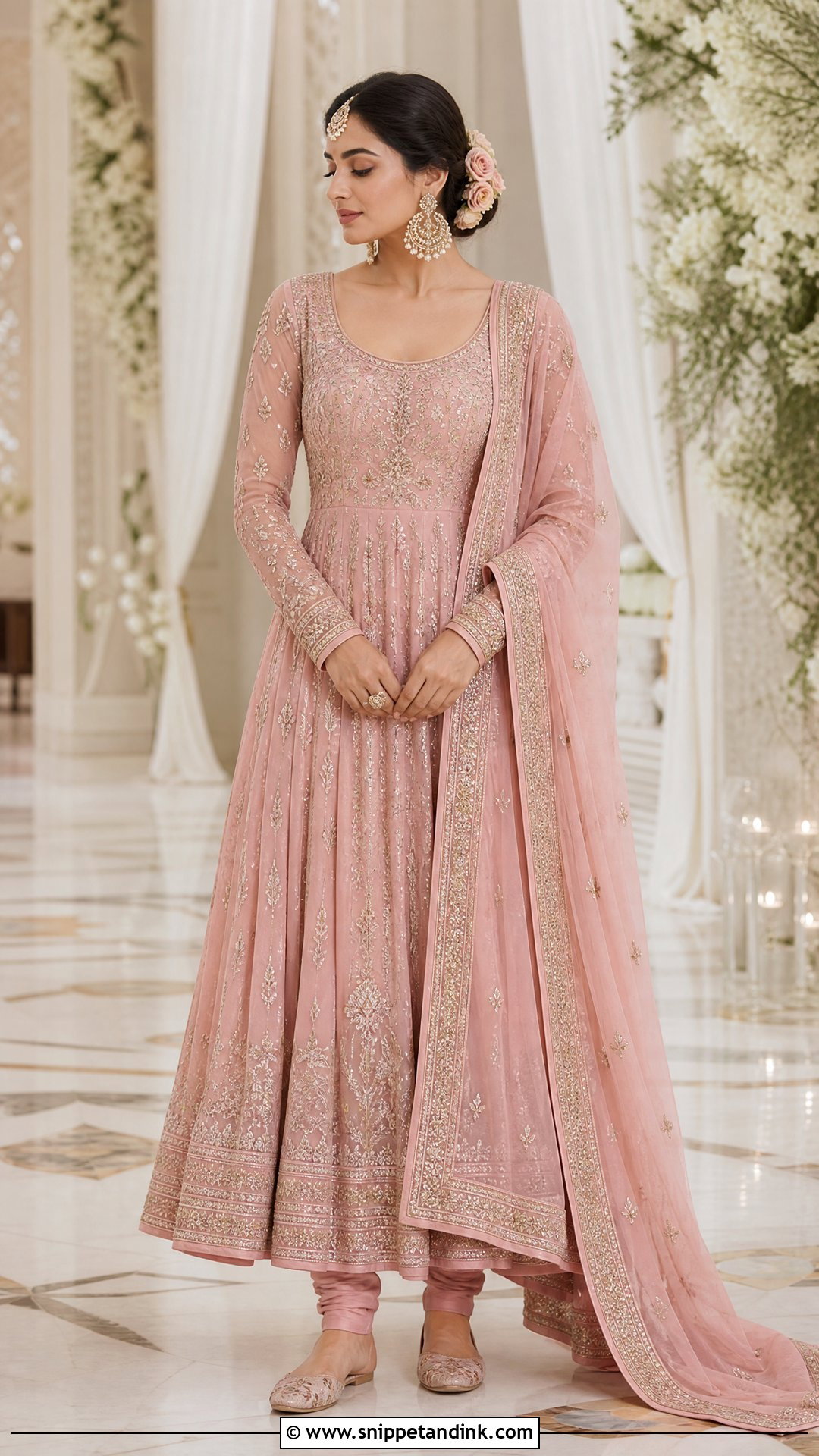 Blush Pink Mehendi Anarkali - Snippet and Ink - 20 Pink Mehendi Outfit Ideas