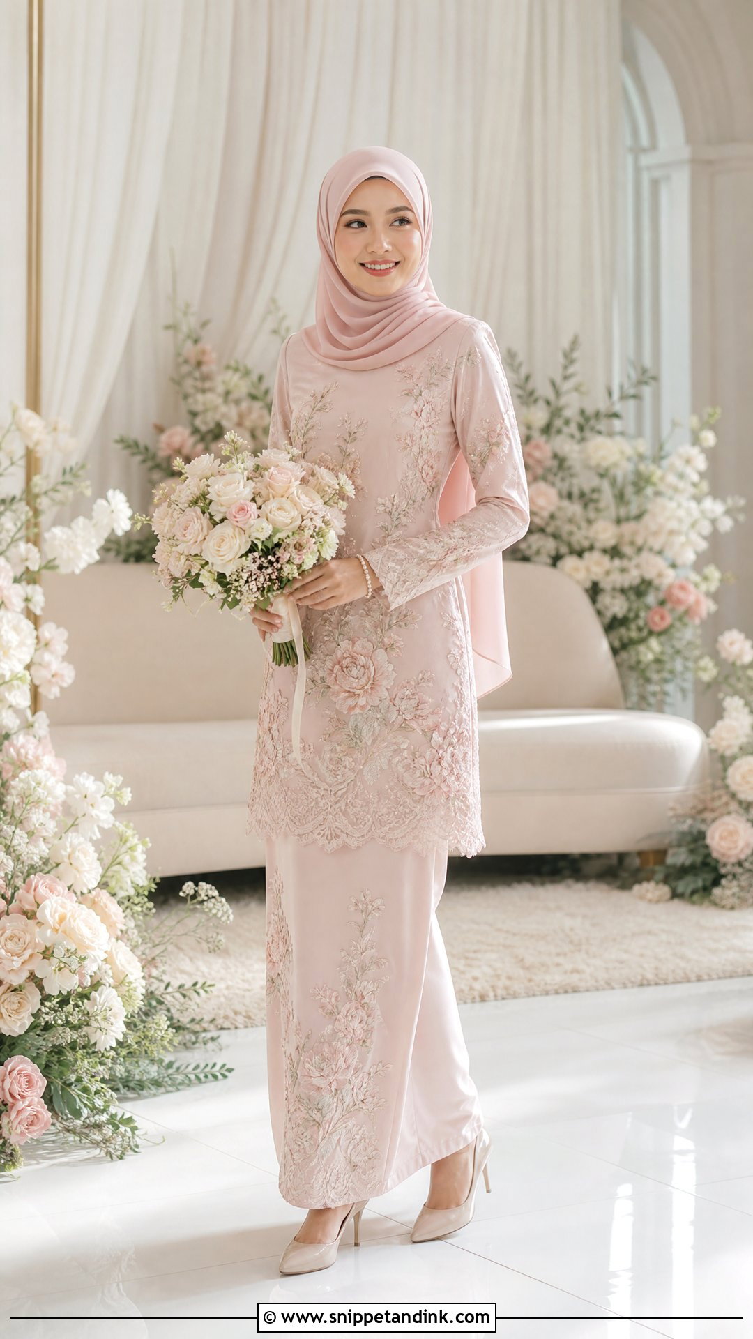 Blush Pink Melayu Wedding Dress - Snippet and Ink - 25 Melayu Wedding Dress Ideas