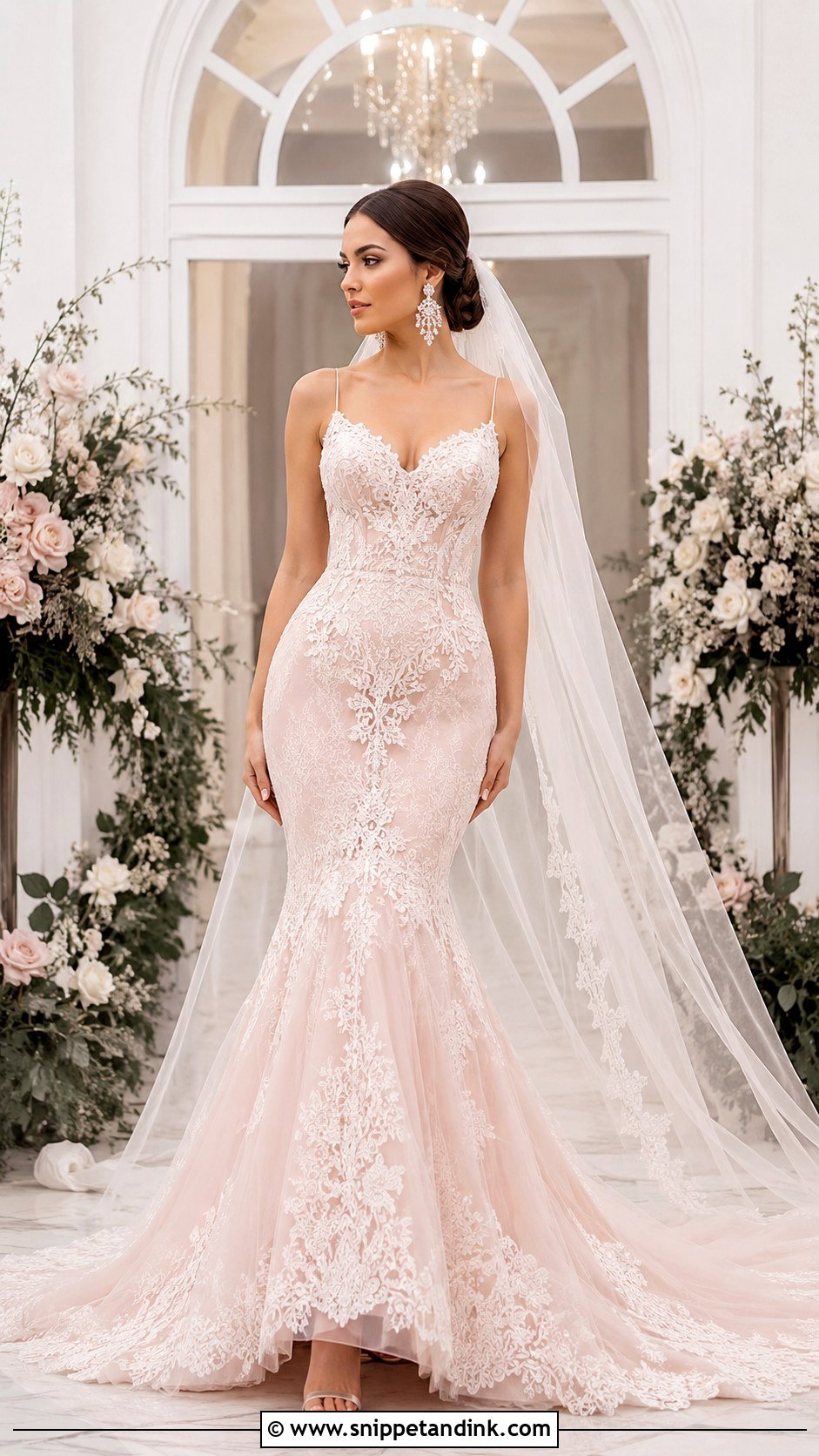 Blush Pink Mermaid Wedding Dress - Snippet and Ink - 30 Blush Pink Wedding Dress Ideas