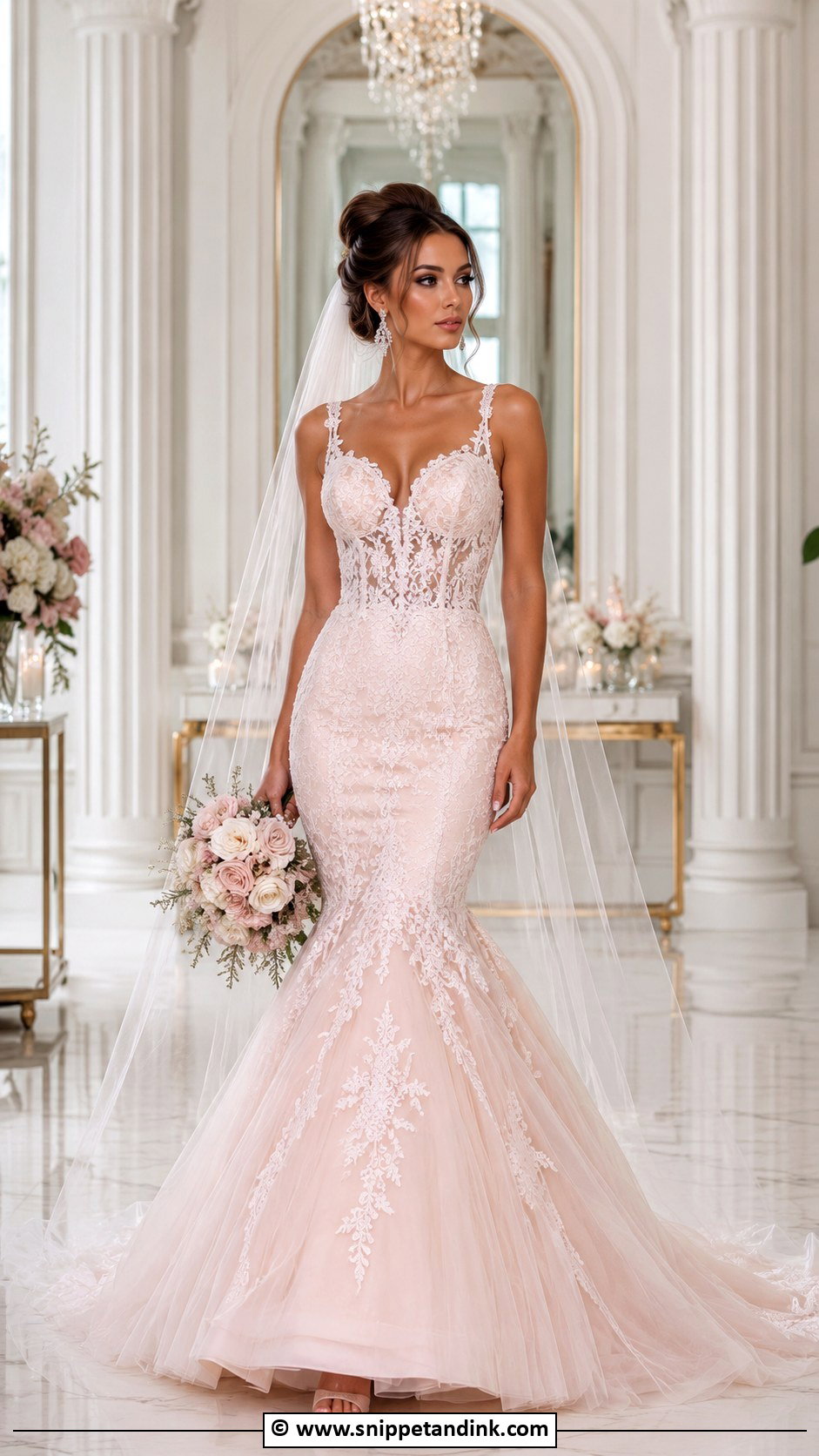 Blush Pink Mermaid Wedding Dress - Snippet and Ink - 35 Pink Wedding Dress Ideas