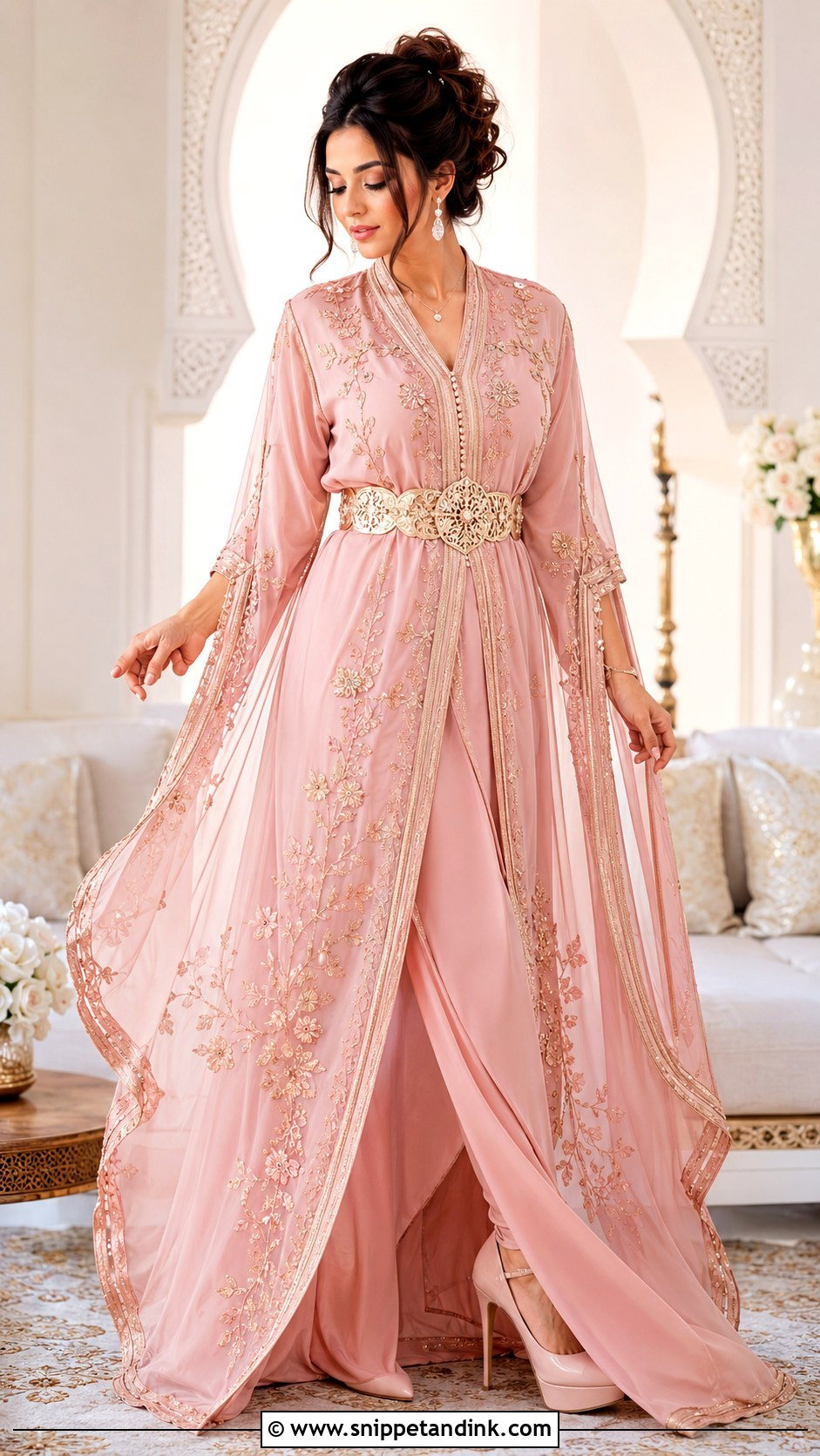 Blush Pink Moroccan Takchita Wedding Dress - Snippet and Ink - 30 Moroccan Wedding Dress Ideas
