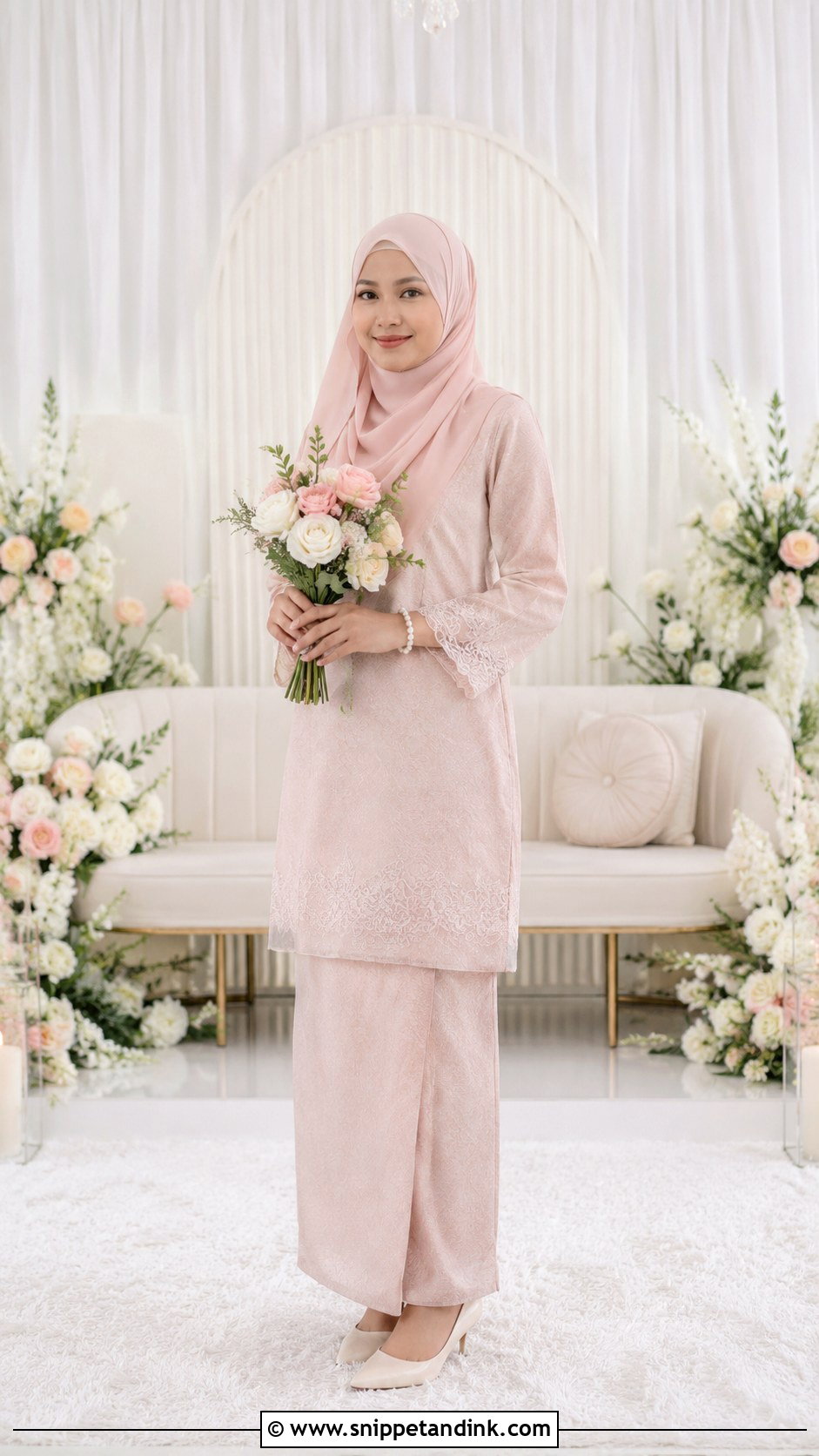 Blush Pink Nikah Dress - Snippet and Ink - 25 Malay Nikah Wedding Dress Ideas