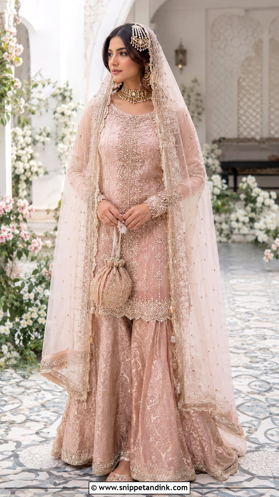 Blush Pink Nikah Garara Outfit - Snippet and Ink - 20 Nikah Garara Ideas