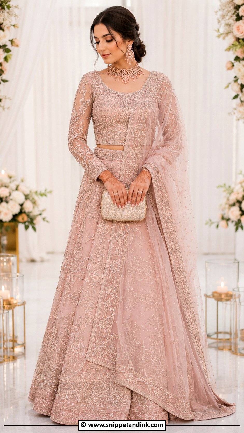 Blush Pink Nikah Lehenga Outfit - Snippet and Ink - 35 Nikah Outfit Ideas