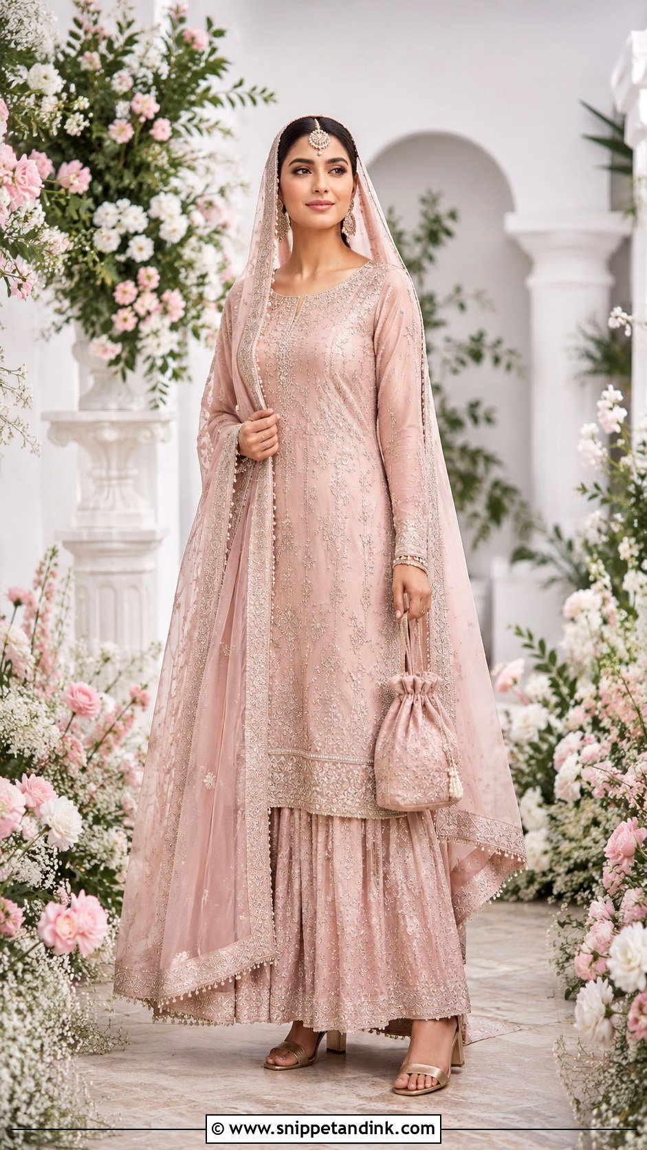Blush Pink Nikah Shirt And Lehenga - Snippet and Ink - 20 Nikah Bridal Dress Ideas