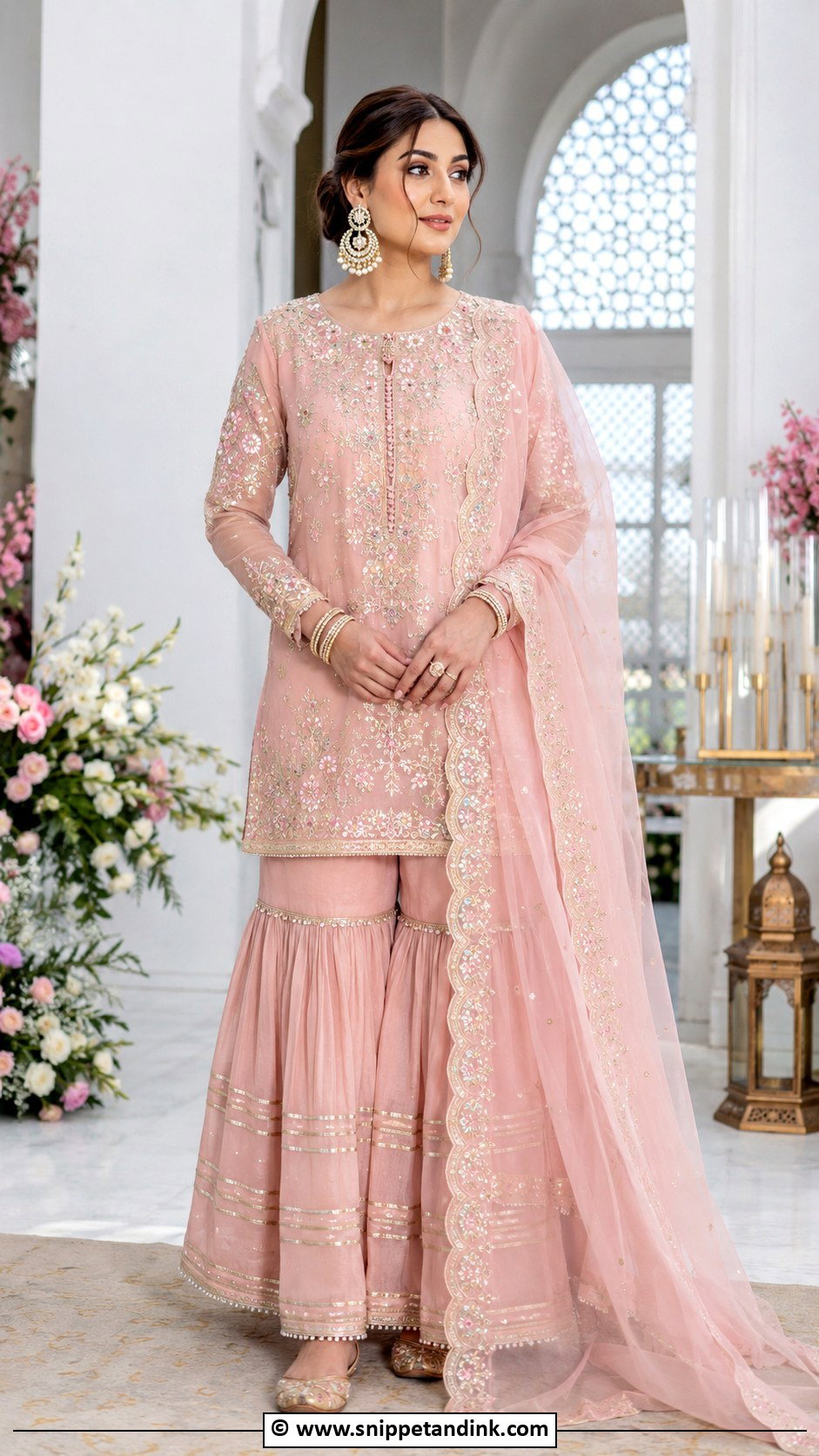 Blush Pink Nikkah Gharara Outfit - Snippet and Ink - 30 Nikkah Look Ideas