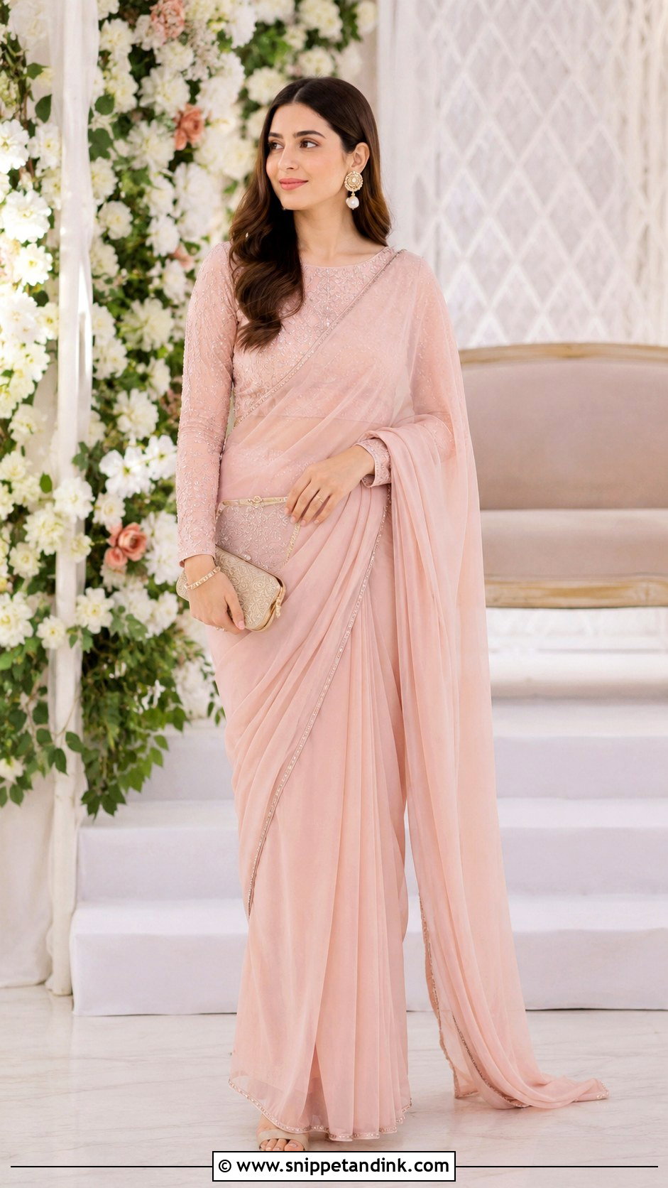 Blush Pink Nikkah Saree Outfit - Snippet and Ink - 25 Simple Nikkah Outfit Ideas