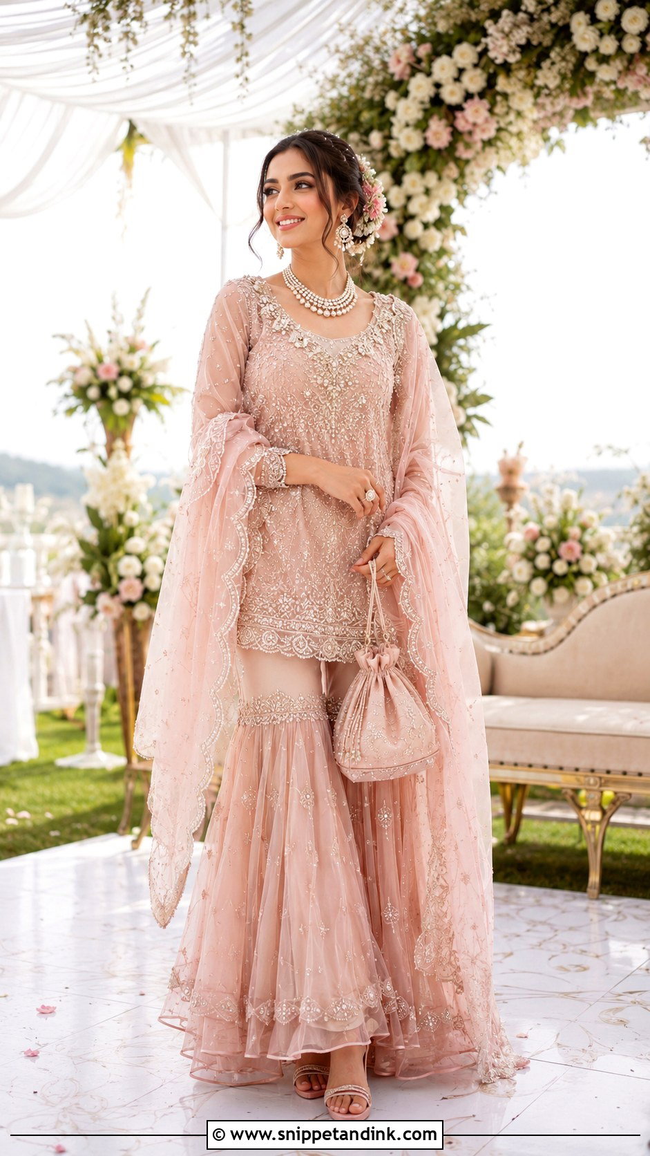 Blush Pink Organza Bridal Sharara Suit - Snippet and Ink - 20 Bridal Sharara Suit Ideas