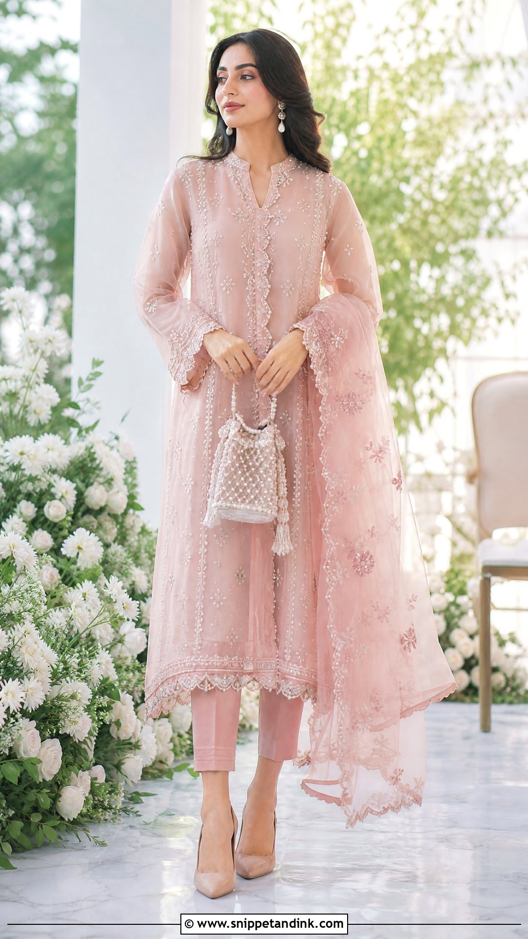 Blush Pink Organza Shalwar - Snippet and Ink - 20 Wedding Shalwar Design for Women Ideas