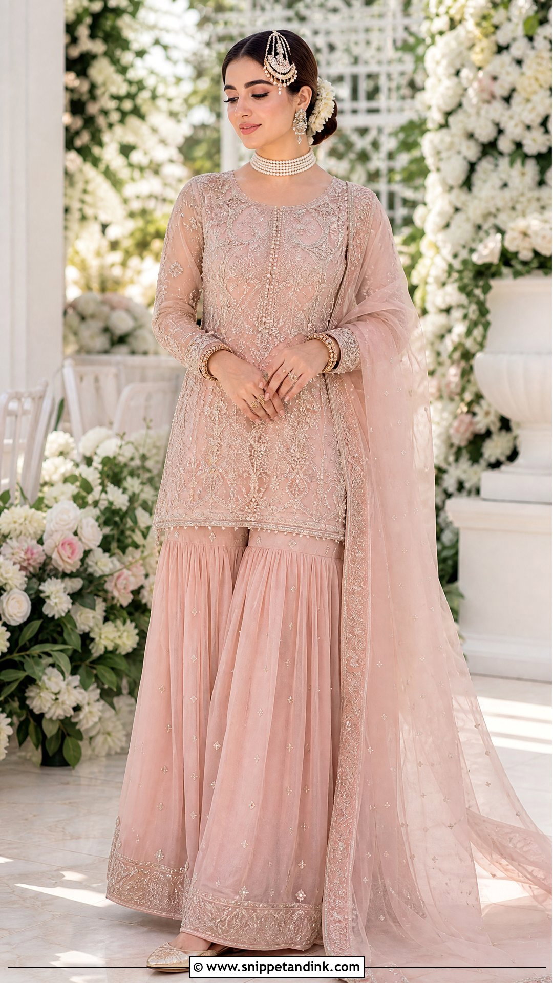 Blush Pink Pakistani Bridal Sharara - Snippet and Ink - 20 Pakistani Bridal Wedding Dresses