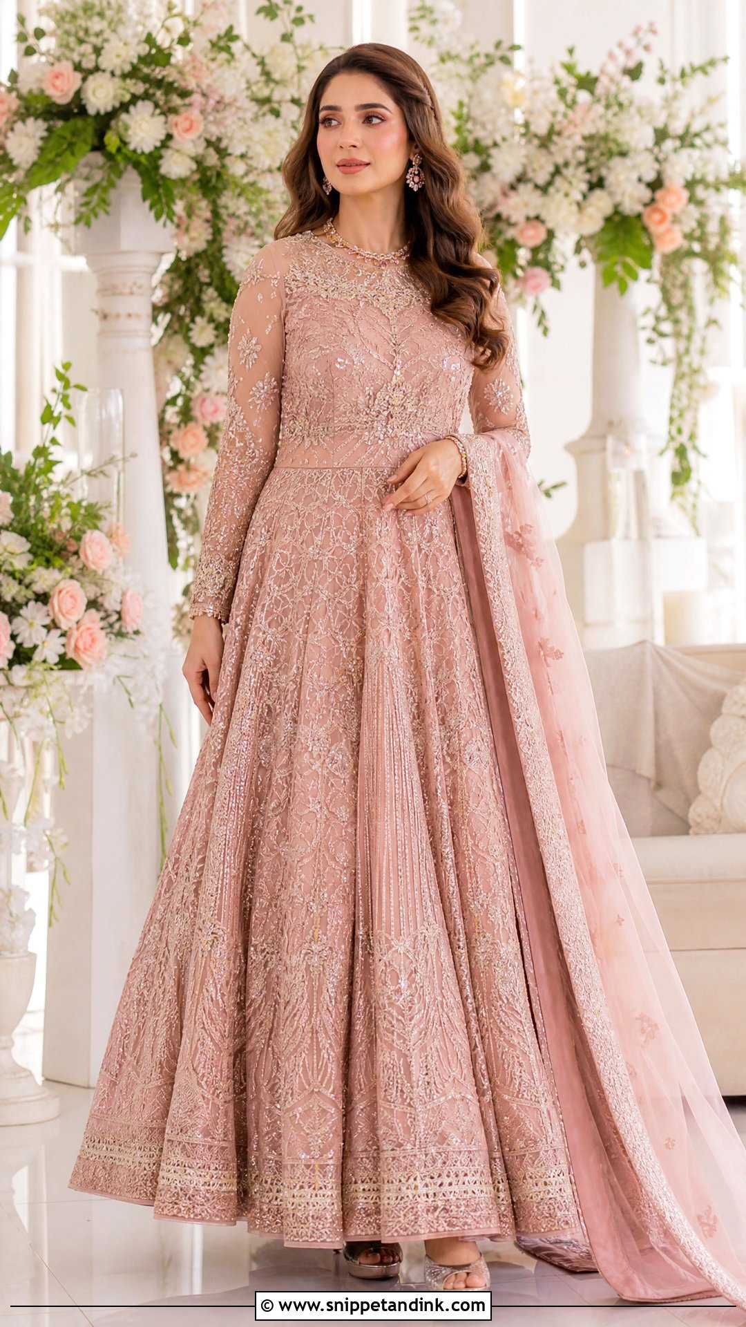 Blush Pink Pakistani Bridal Walima Maxi - Snippet and Ink - 20 Pakistani Bridal Walima Maxi Ideas