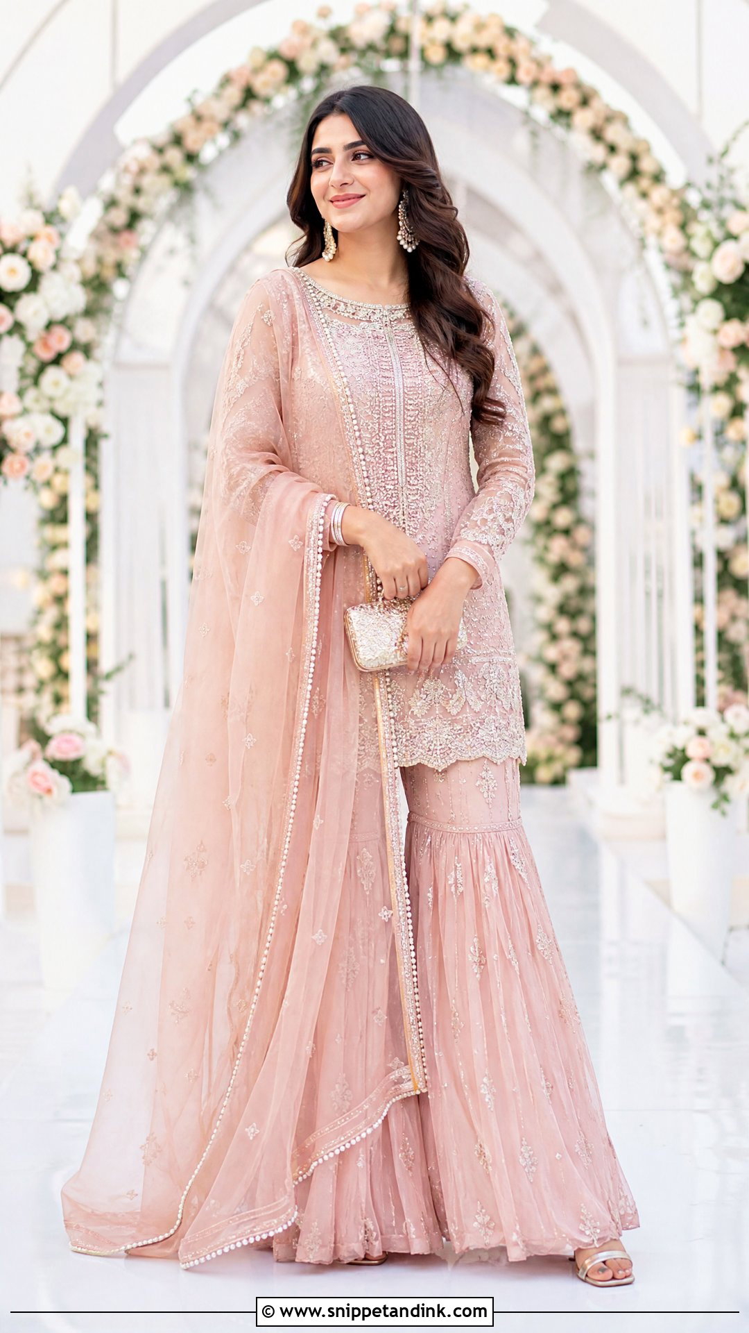 Blush Pink Pakistani Sister Wedding Gharara - Snippet and Ink - 20 Pakistani Sister Wedding Dress Ideas