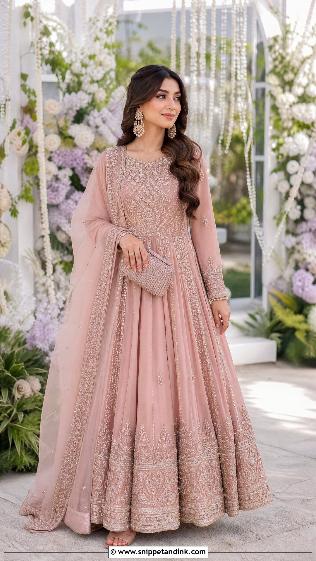 Blush Pink Pakistani Walima Bridal Maxi - Snippet and Ink - 20 Pakistani Walima Bridal Dresses