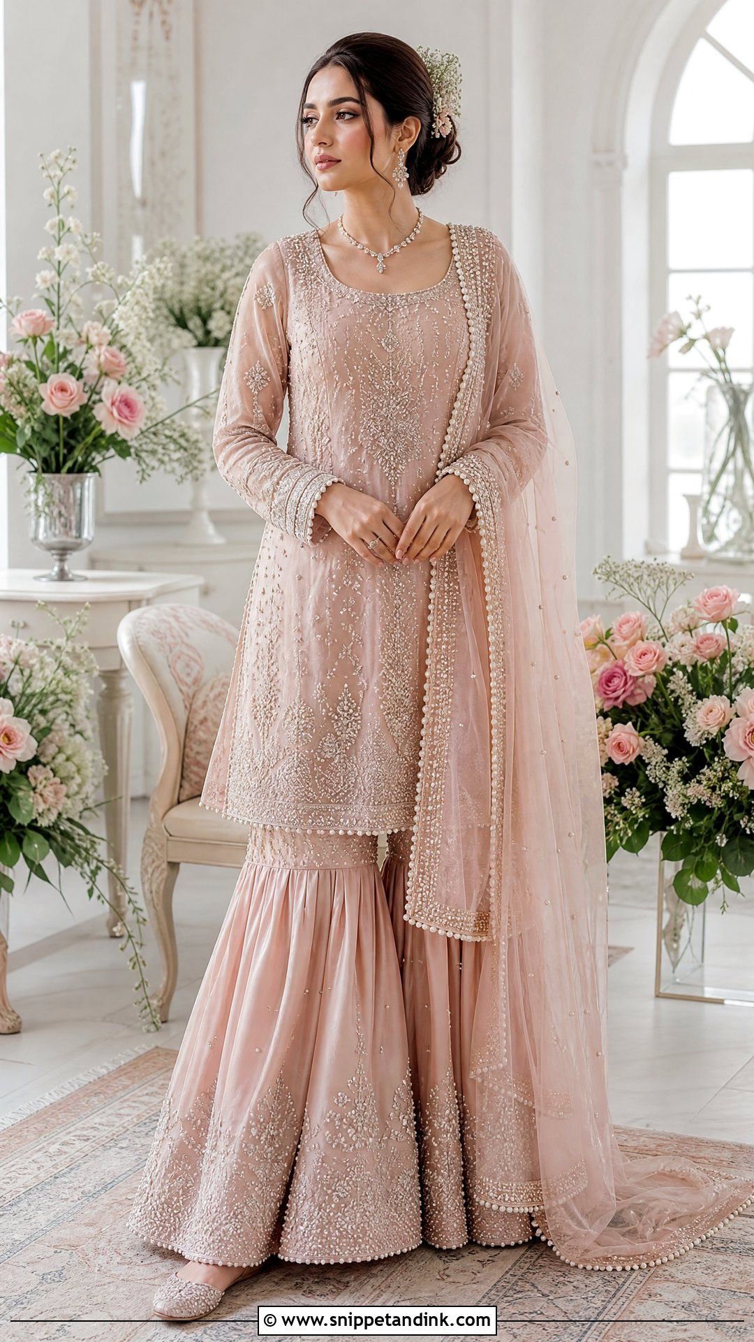 Blush Pink Pearl Nikkah Garara - Snippet and Ink - 20 Nikkah Garara Ideas