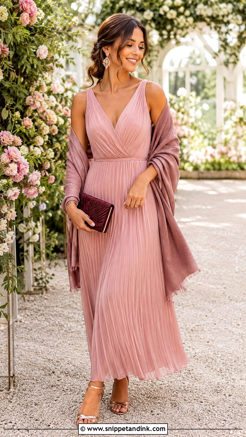 Blush Pink Pleated May Wedding Dress - Snippet and Ink - 20 May Wedding Dress Ideas