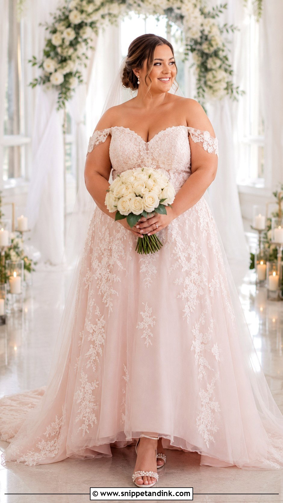 Blush Pink Plus Size Wedding Dress - Snippet and Ink - 30 Blush Pink Wedding Dress Ideas