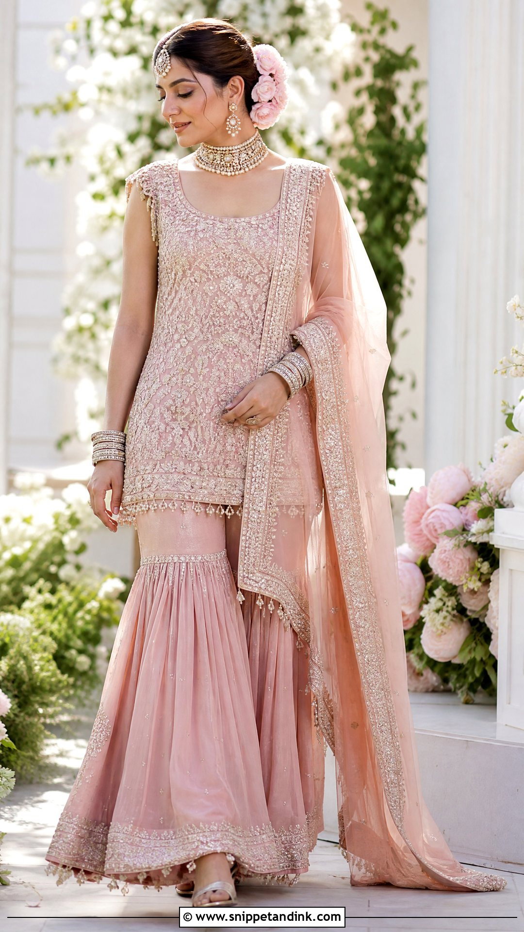 Blush Pink Punjabi Bridal Sharara Suit - Snippet and Ink - 20 Punjabi Bridal Wedding Suit Ideas