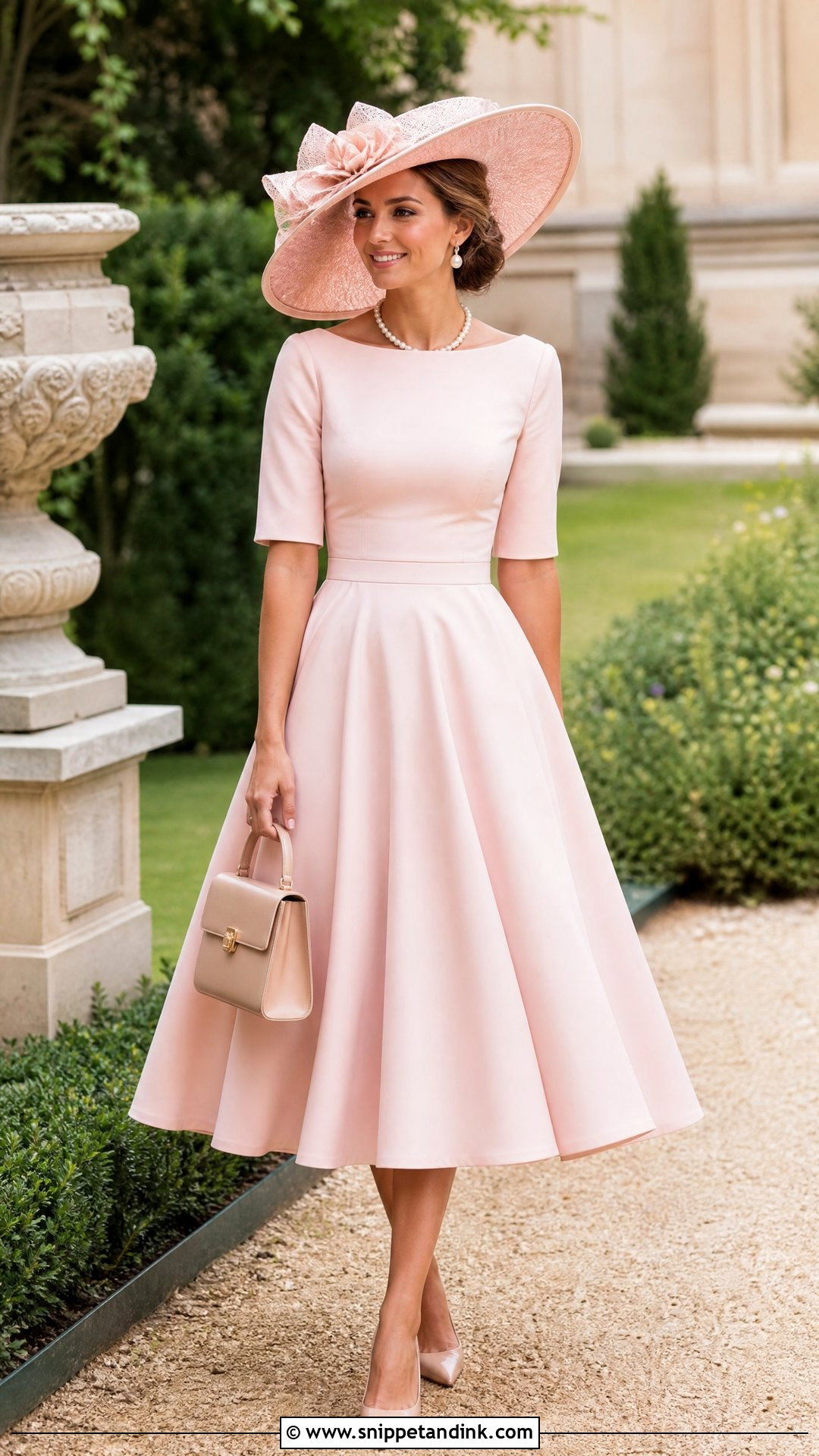 Blush Pink Royal Wedding Midi Dress Outfit - Snippet and Ink - 20 Royal Wedding Outfits