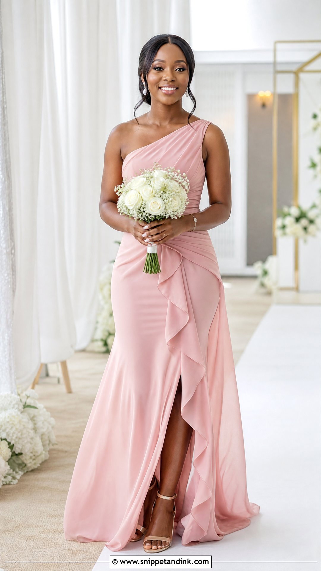 Blush Pink Ruffle Bridal Train Dress - Snippet and Ink - 20 Bridal Train Dresses Nigeria