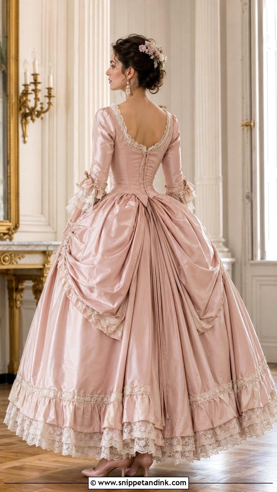 Blush Pink Sack Back Wedding Dress - Snippet and Ink - 20 18th Century Wedding Dress Ideas