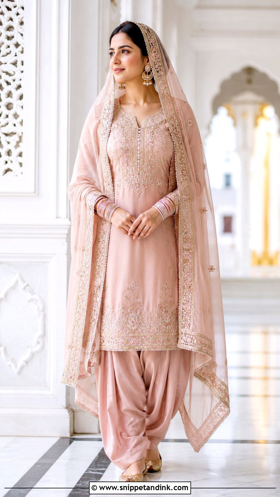 Blush Pink Salwar Kameez Anand Karaj Outfit - Snippet and Ink - 30 Anand Karaj Outfit Ideas