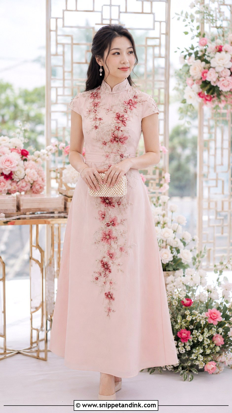 Blush Pink Sangjit Dress - Snippet and Ink - 20 Modern Sangjit Dress Ideas