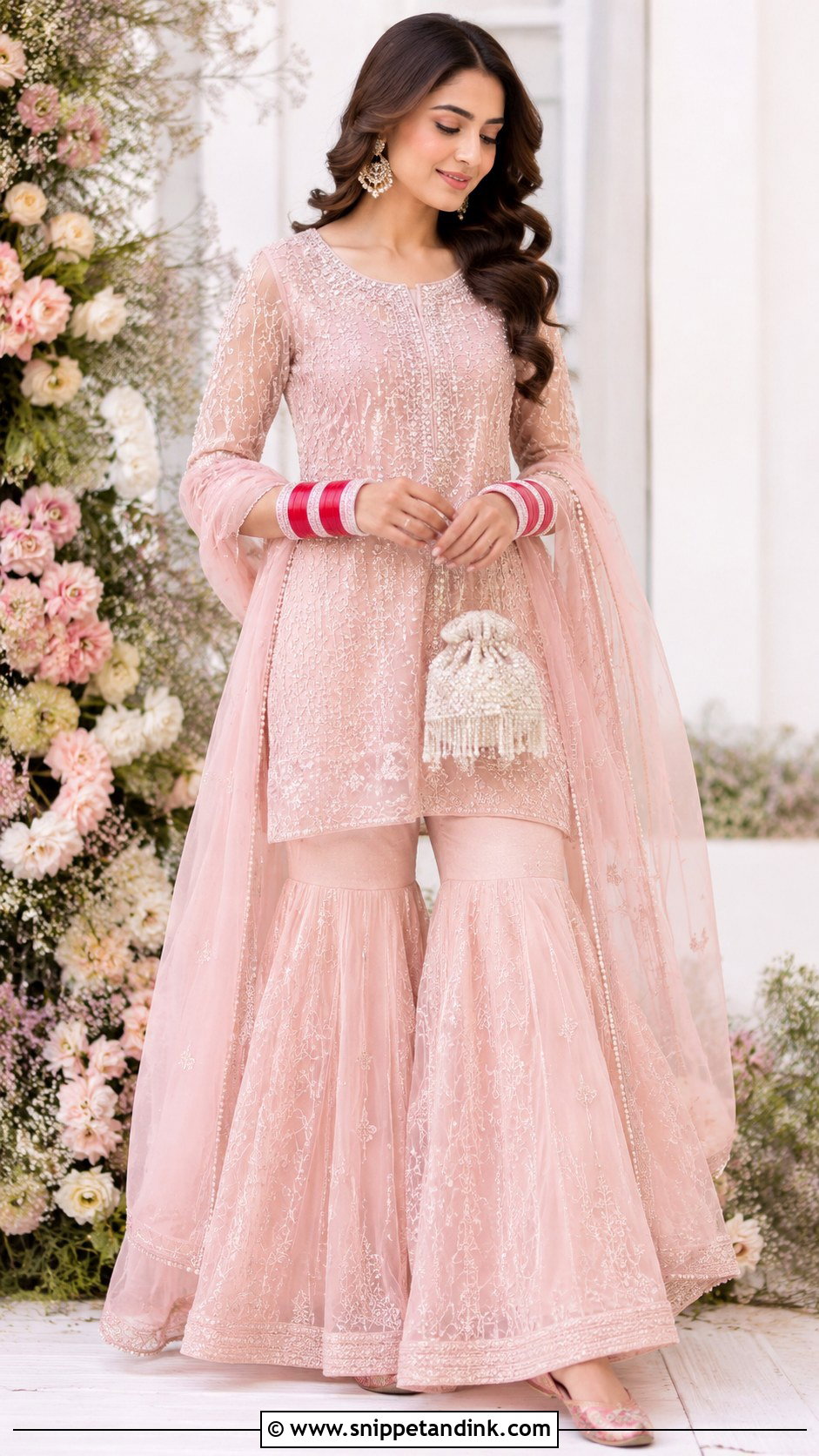 Blush Pink Sharara Choora Ceremony Outfit - Snippet and Ink - 20 Choora Ceremony Outfit Ideas