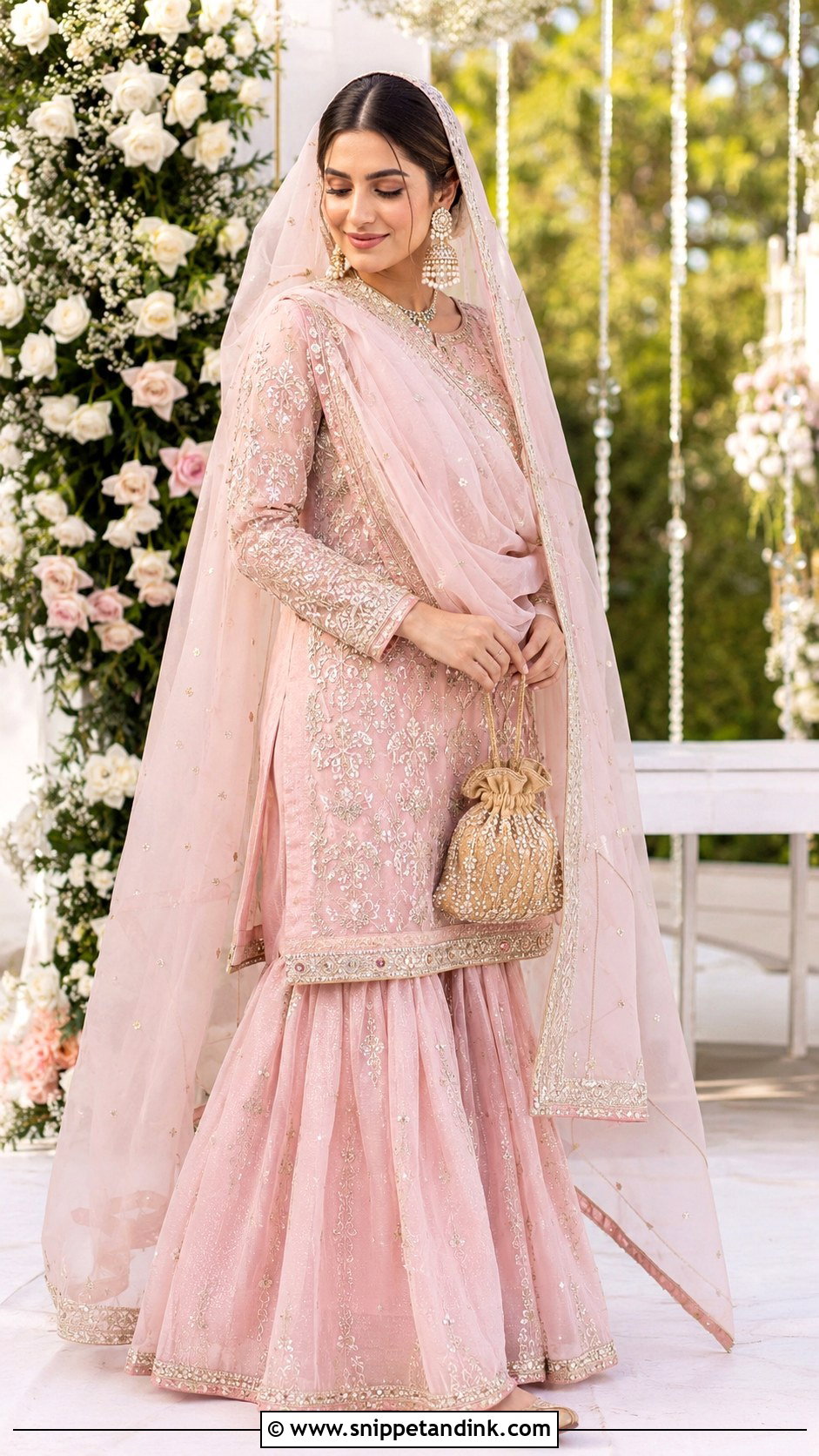 Blush Pink Sharara Nikah Dress - Snippet and Ink - 20 Dress for Nikah Ideas