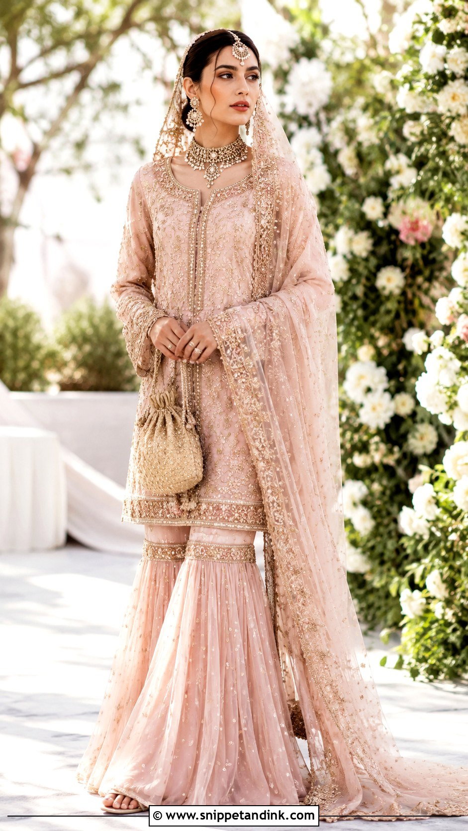 Blush Pink Sharara Nikkah Dress - Snippet and Ink - 20 Nikkah Wedding Dress Ideas