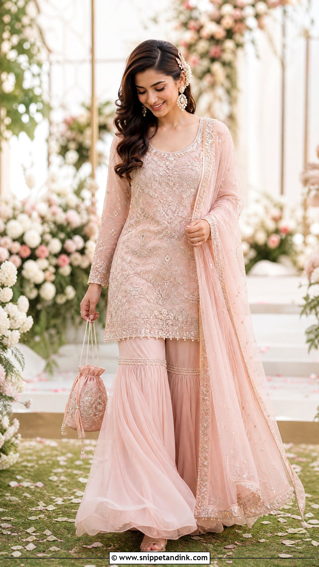 Blush Pink Sharara Nikkah Dress - Snippet and Ink - 20 Nikkah Inspo Dresses