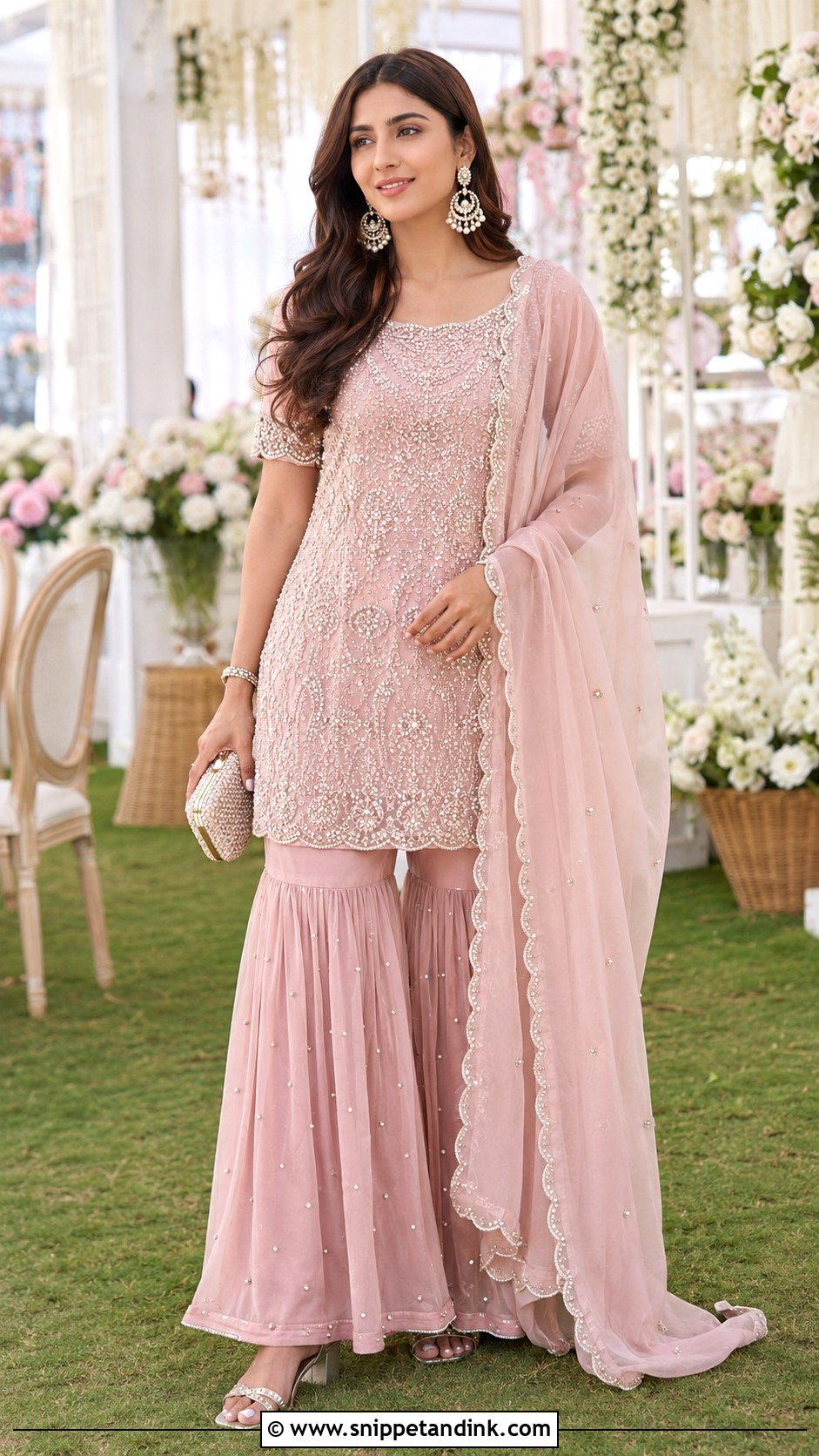 Blush Pink Sharara Punjabi Salwar Suit - Snippet and Ink - 20 Punjabi Salwar Suits Party Wear Wedding
