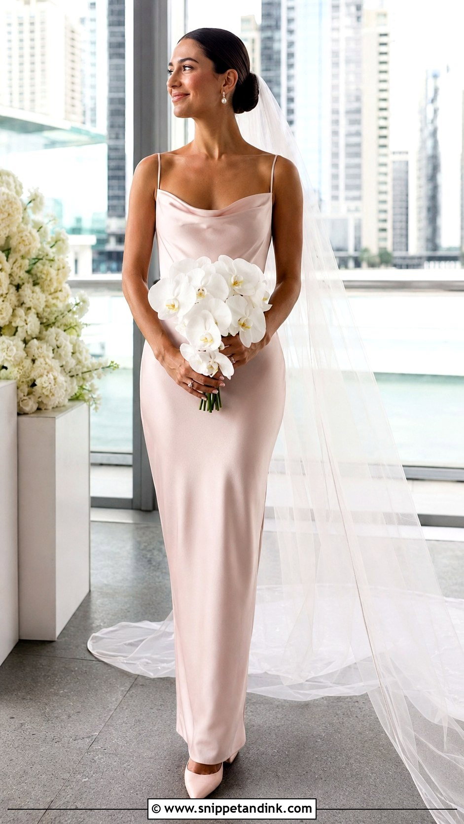 Blush Pink Sheath Wedding Dress - Snippet and Ink - 30 Blush Pink Wedding Dress Ideas