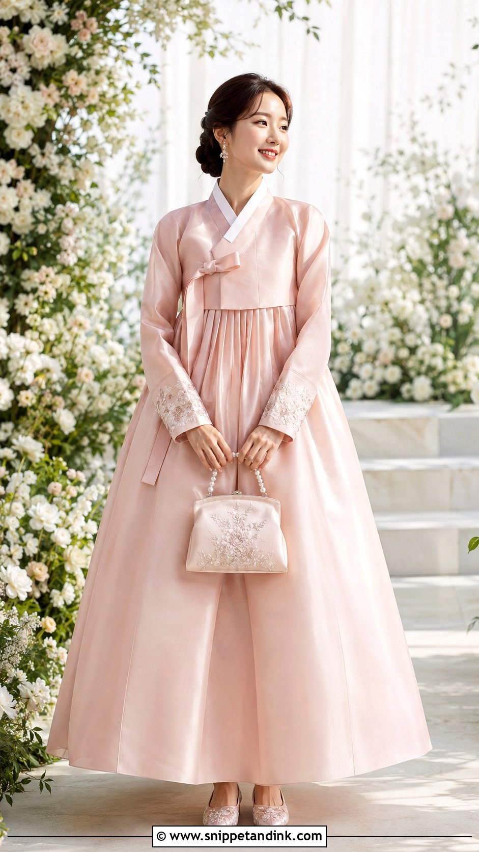 Blush Pink Silk Hanbok Wedding Dress - Snippet and Ink - 20 Hanbok Wedding Dress Ideas