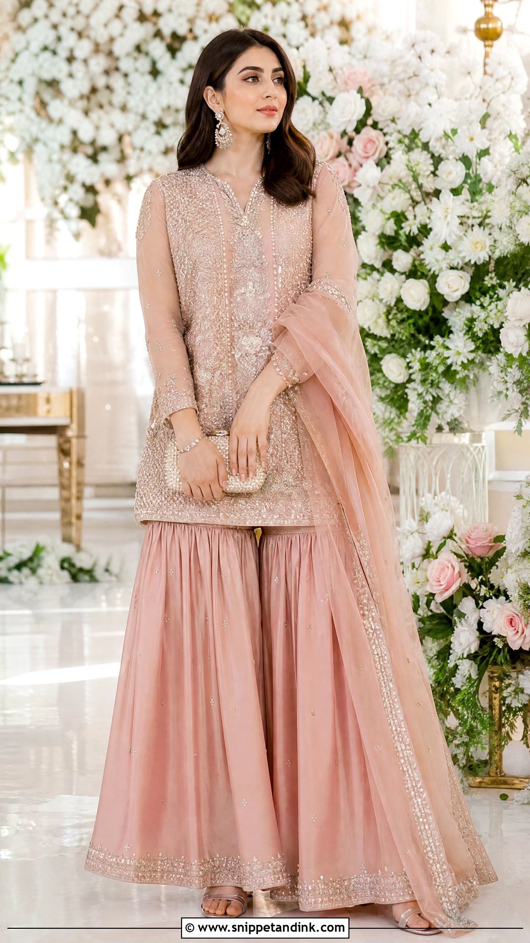 Blush Pink Silk Sharara - Snippet and Ink - 20 Pakistani Silk Wedding Dress Ideas