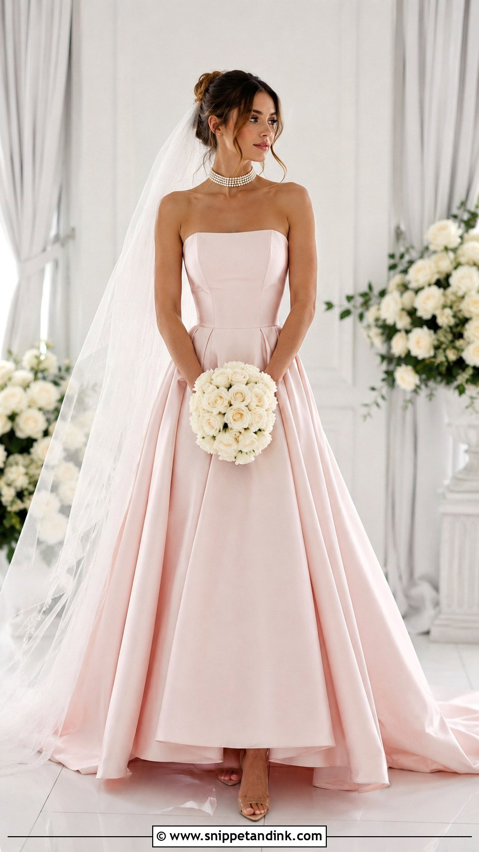 Blush Pink Strapless Wedding Dress - Snippet and Ink - 30 Blush Pink Wedding Dress Ideas